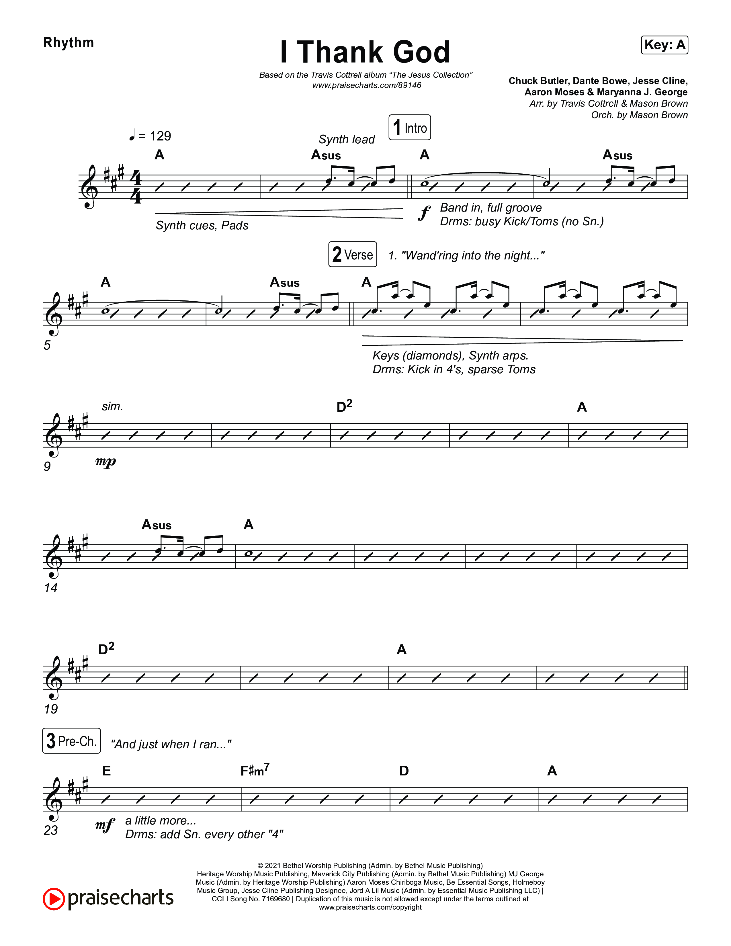 I Thank God (Choral/SATB) Rhythm Chart (Travis Cottrell / Brooke Voland / Arr. Mason Brown)