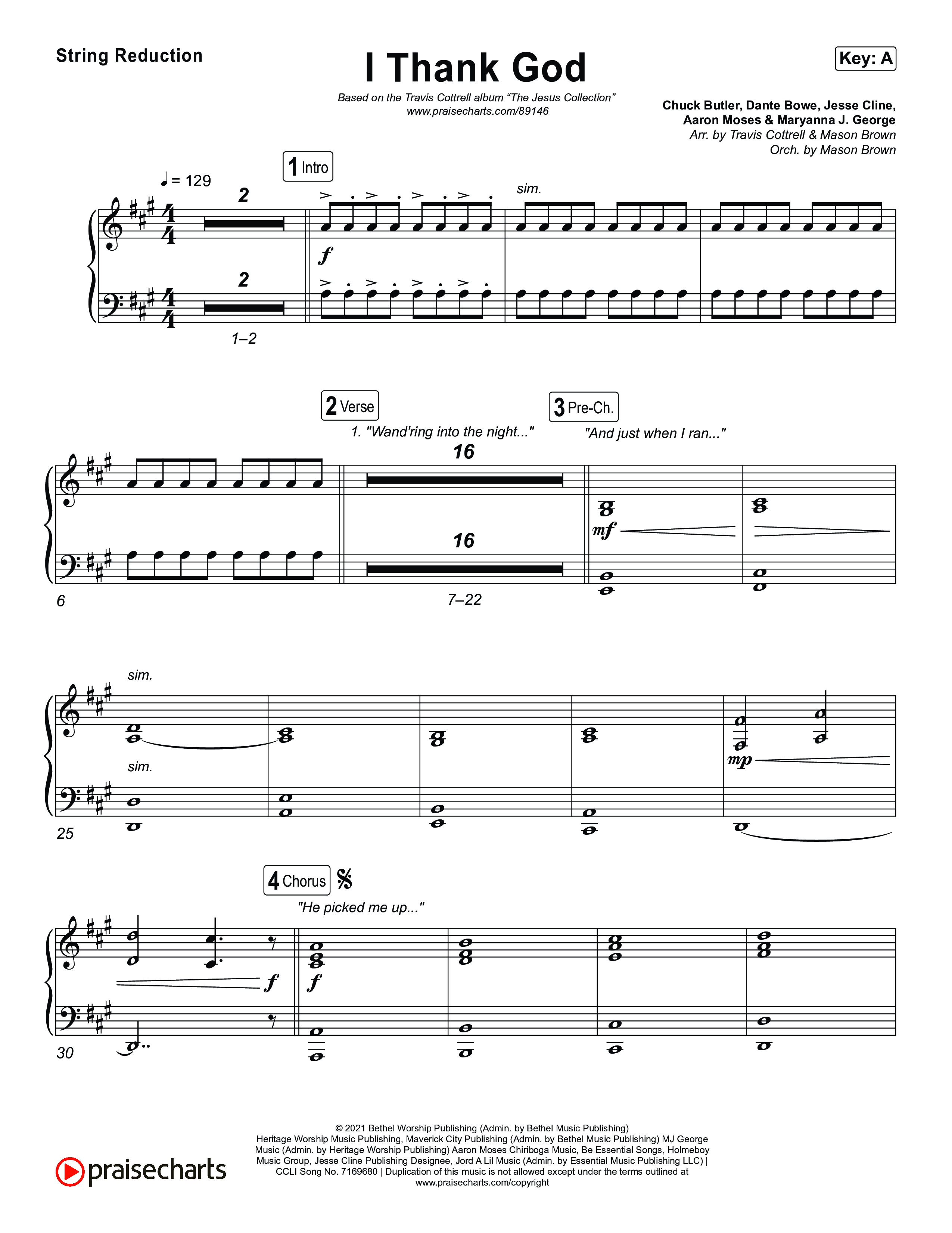 I Thank God (Choral/SATB) String Reduction (Travis Cottrell / Brooke Voland / Arr. Mason Brown)