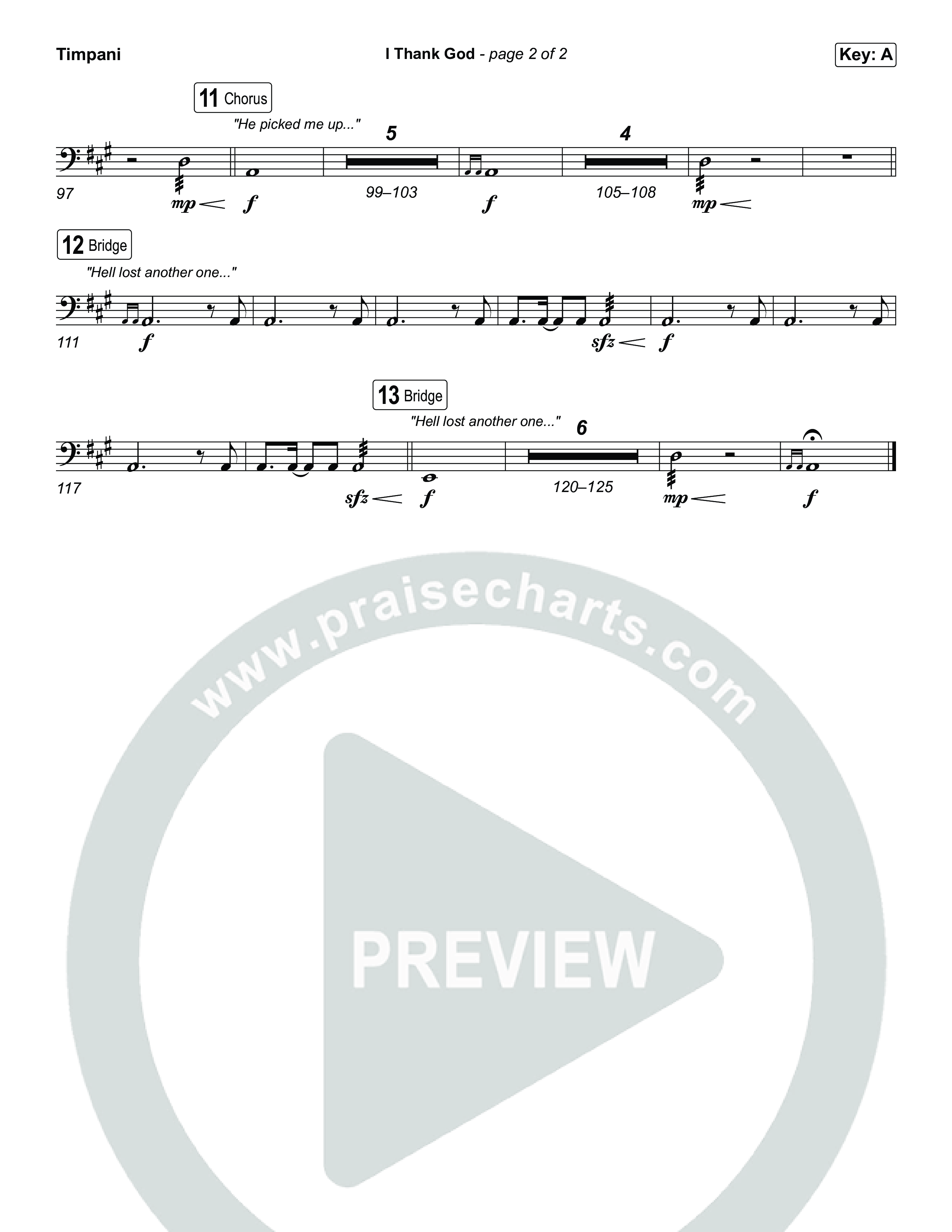I Thank God (Choral/SATB) Timpani (Travis Cottrell / Brooke Voland / Arr. Mason Brown)