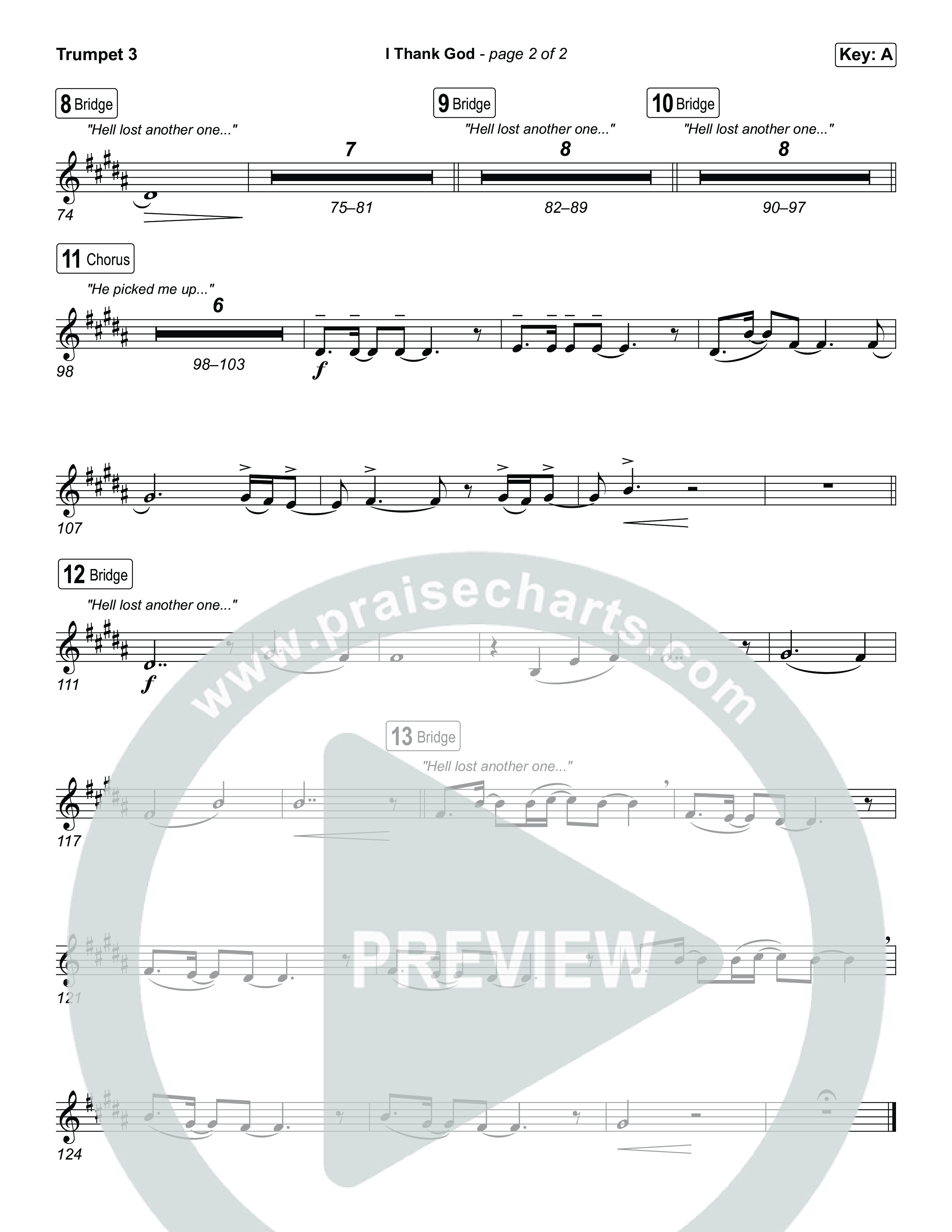I Thank God (Choral/SATB) Trumpet 3 (Travis Cottrell / Brooke Voland / Arr. Mason Brown)