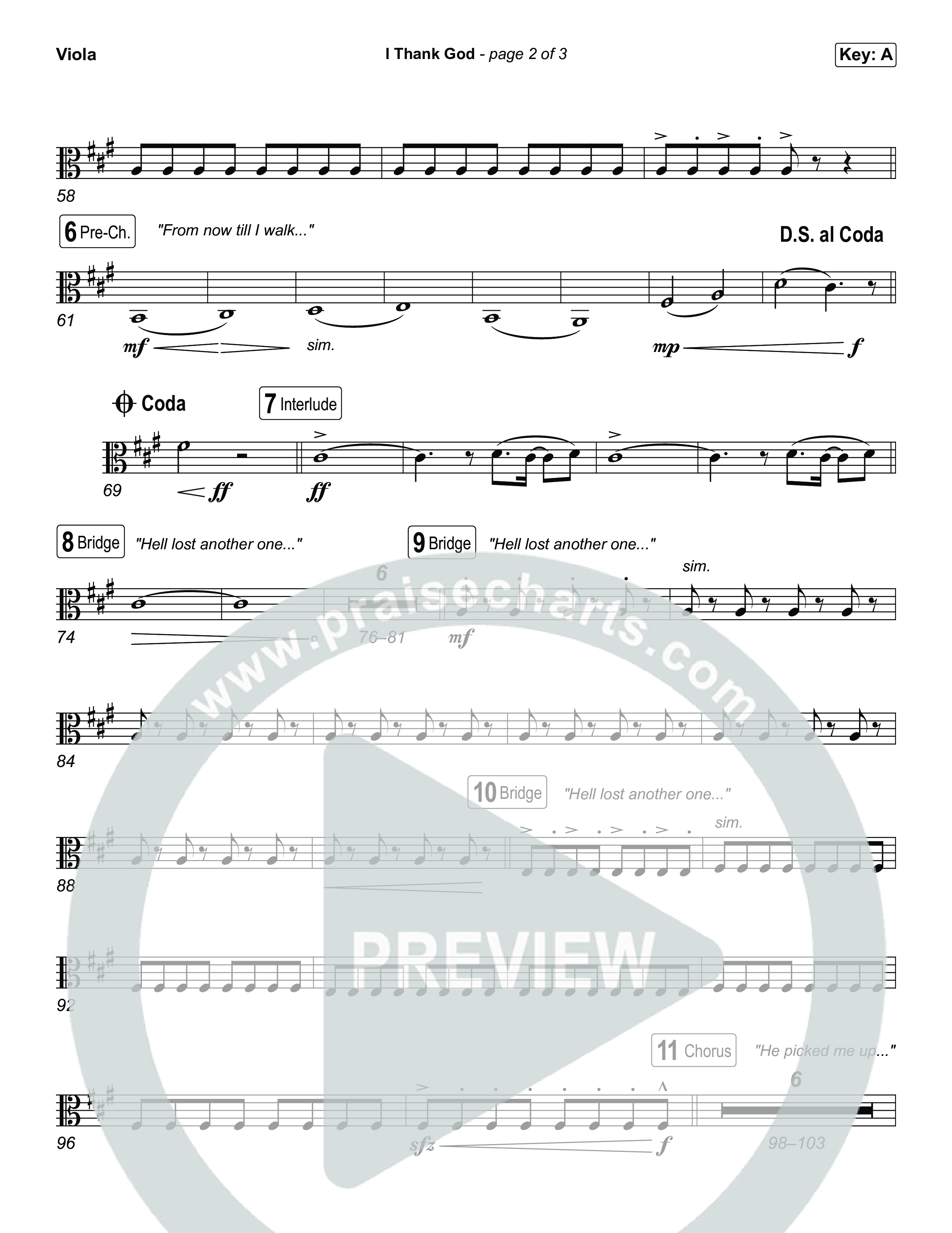 I Thank God (Choral/SATB) Viola (Travis Cottrell / Brooke Voland / Arr. Mason Brown)