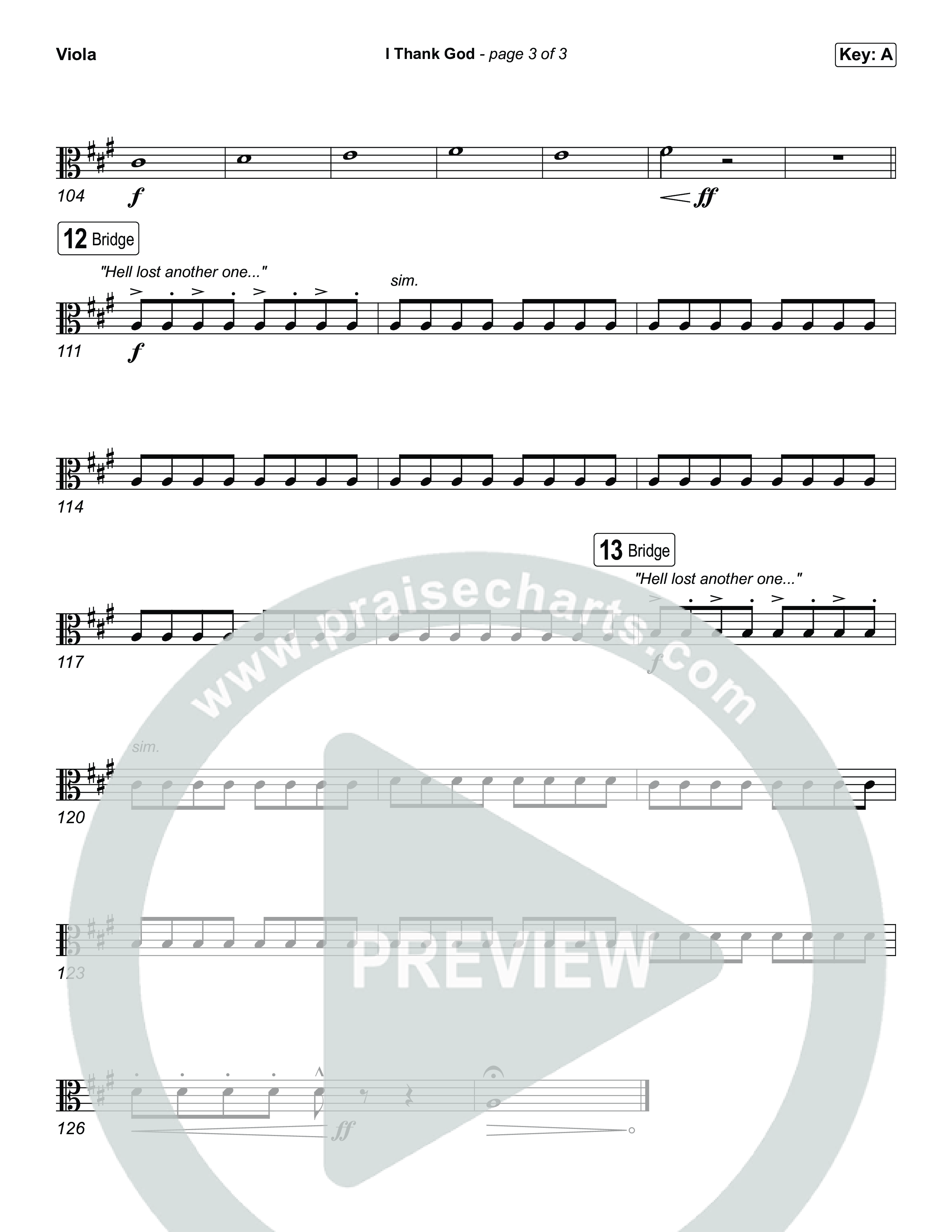 I Thank God (Choral/SATB) Viola (Travis Cottrell / Brooke Voland / Arr. Mason Brown)