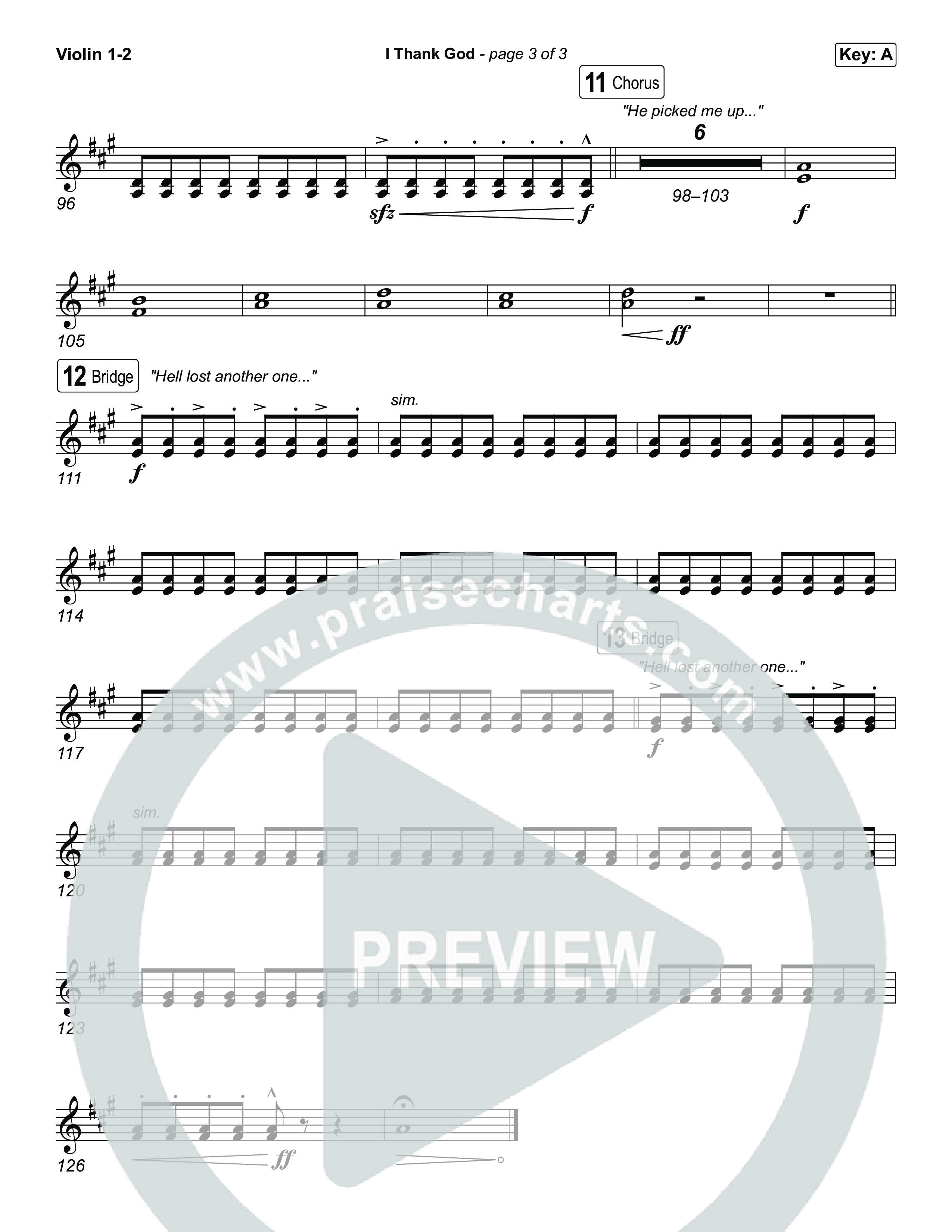 I Thank God (Choral/SATB) Violin 1,2 (Travis Cottrell / Brooke Voland / Arr. Mason Brown)