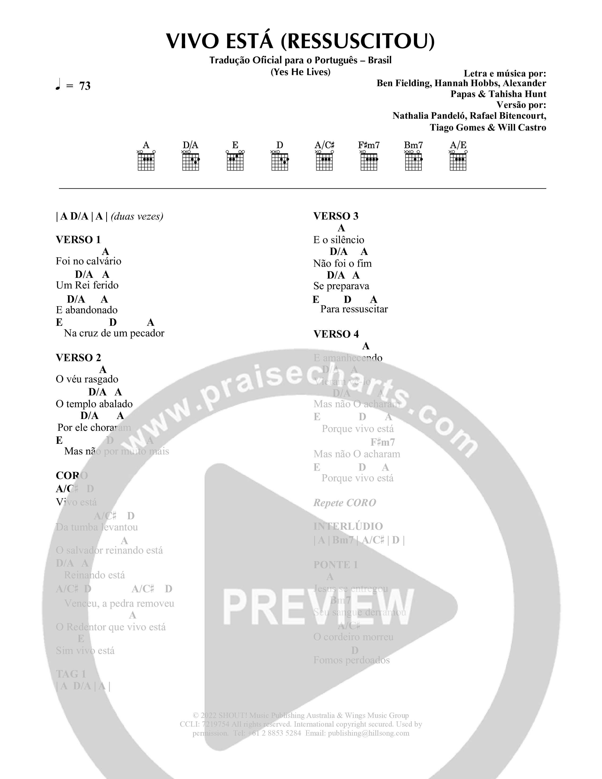 Vivo Está (Ressuscitou) Chord Chart (Hillsong em Portugues)