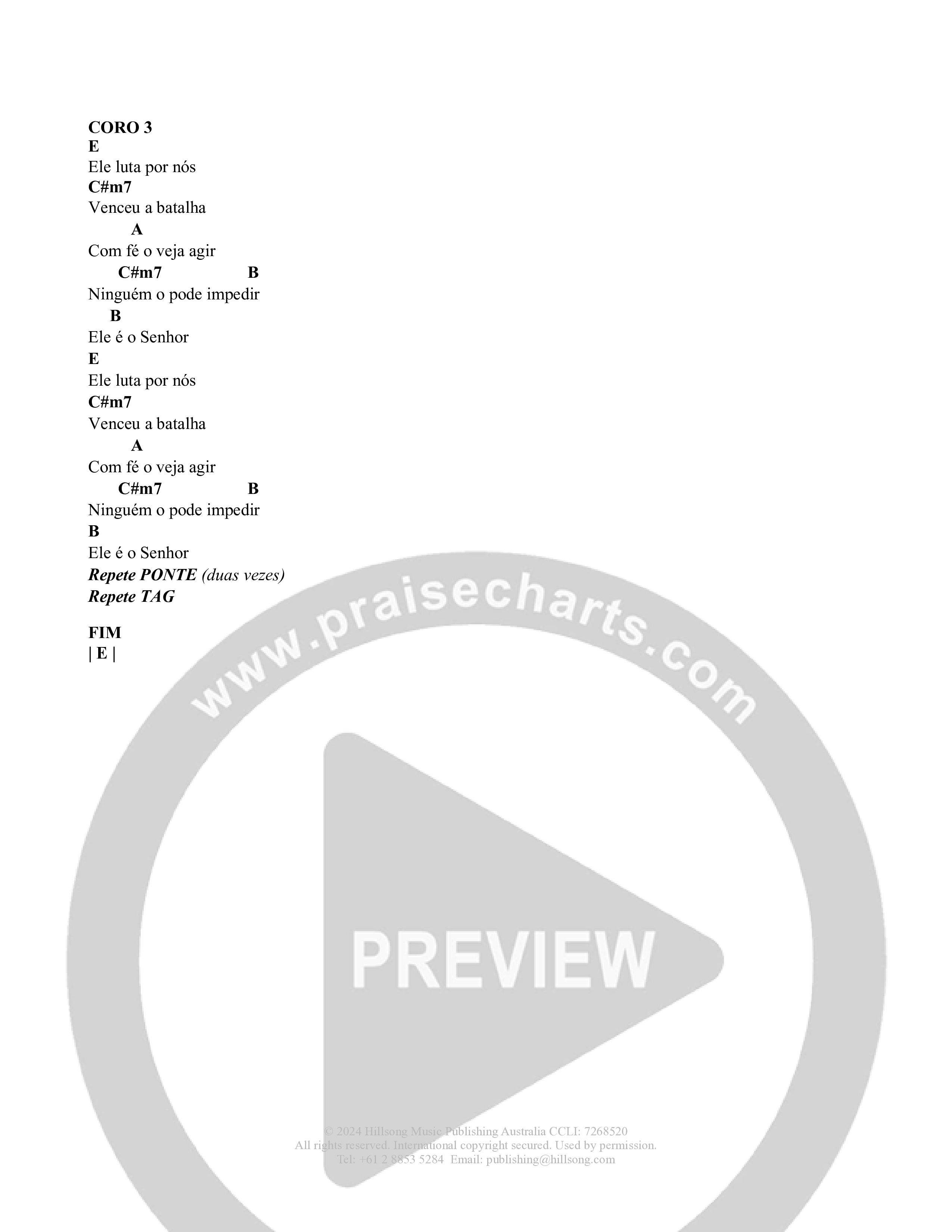 Ele Luta Por Nós Chord Chart (Hillsong em Portugues)