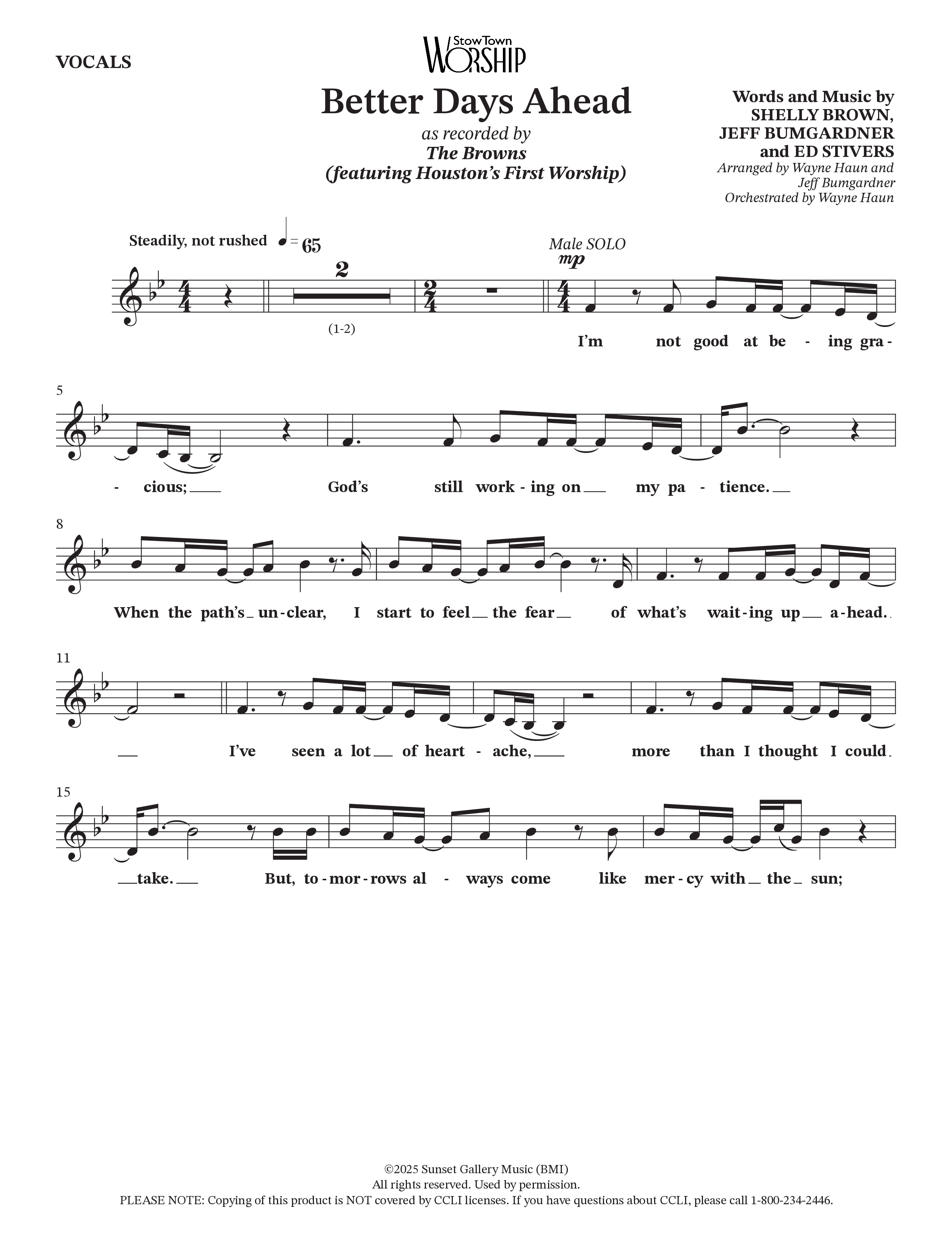 Better Days Ahead (Choral Anthem SATB) Choir Sheet (The Browns / Houston's First Worship / Arr. Jeff Bumgardner / Orch. Wayne Haun)