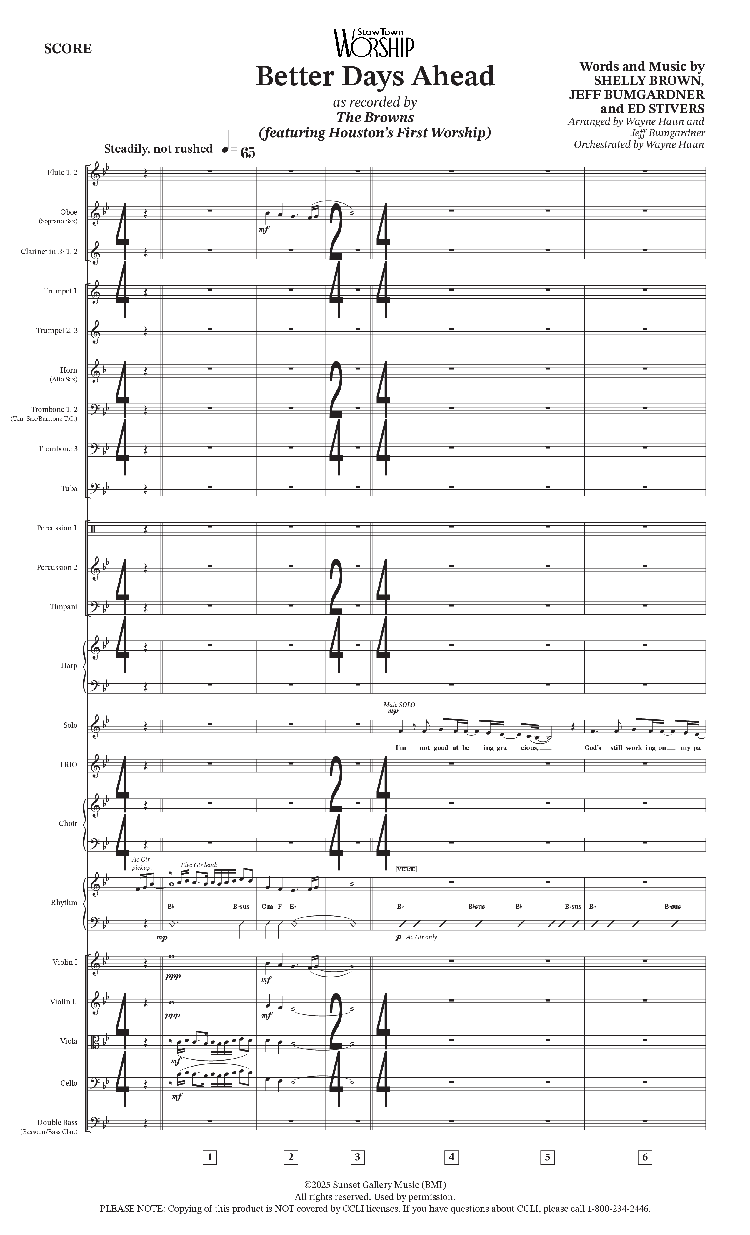 Better Days Ahead (Choral Anthem SATB) Conductor's Score (The Browns / Houston's First Worship / Arr. Jeff Bumgardner / Orch. Wayne Haun)