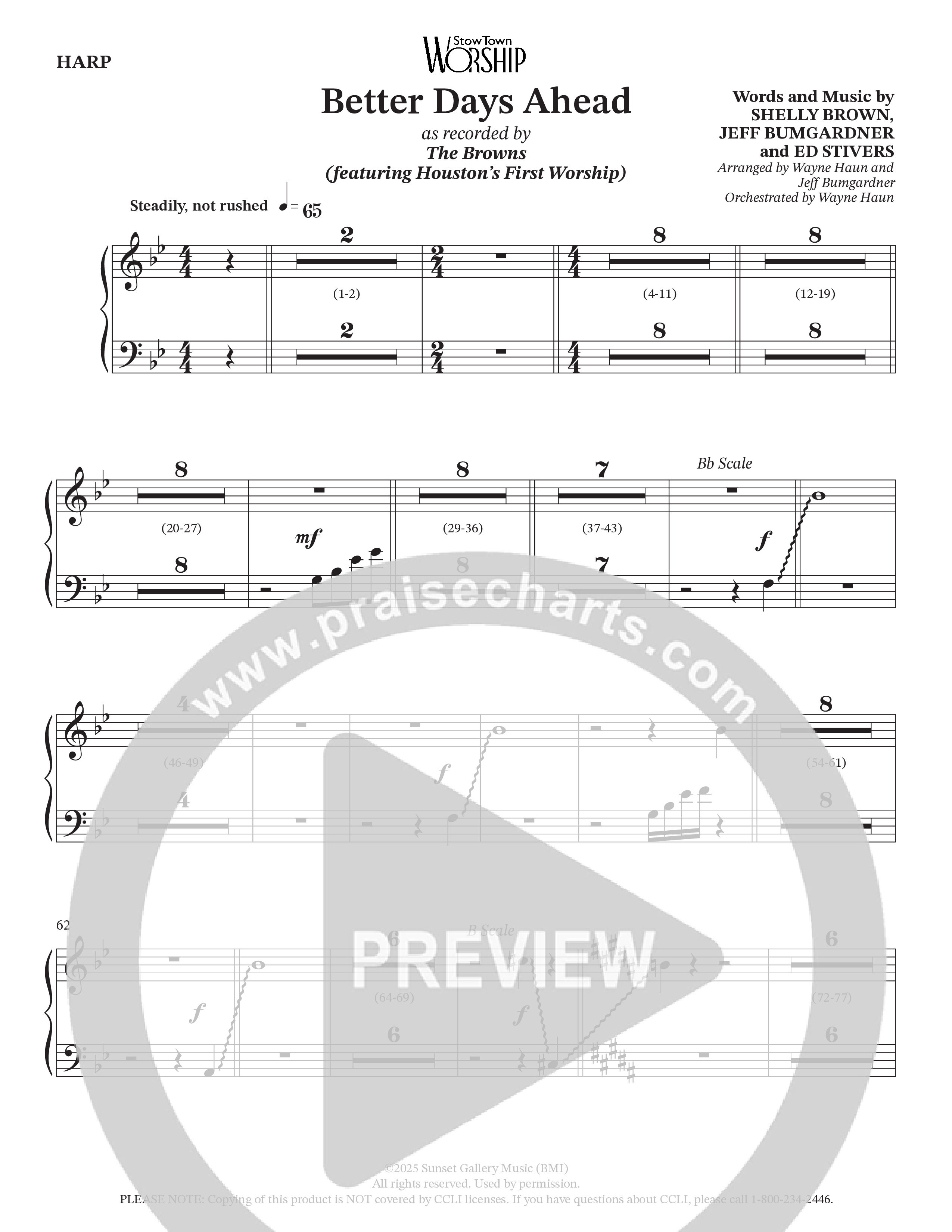 Better Days Ahead (Choral Anthem SATB) Harp (The Browns / Houston's First Worship / Arr. Jeff Bumgardner / Orch. Wayne Haun)