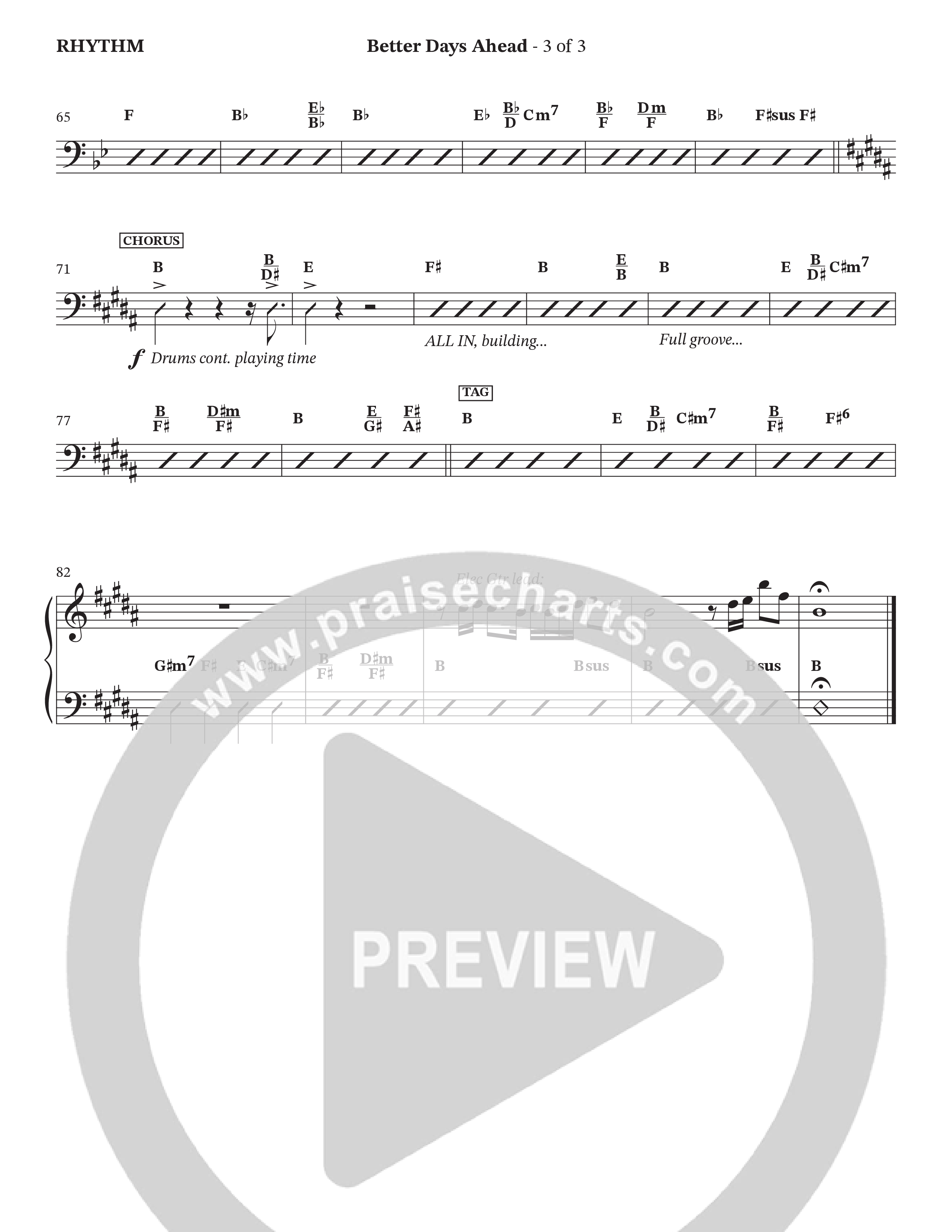 Better Days Ahead (Choral Anthem SATB) Rhythm Chart (The Browns / Houston's First Worship / Arr. Jeff Bumgardner / Orch. Wayne Haun)