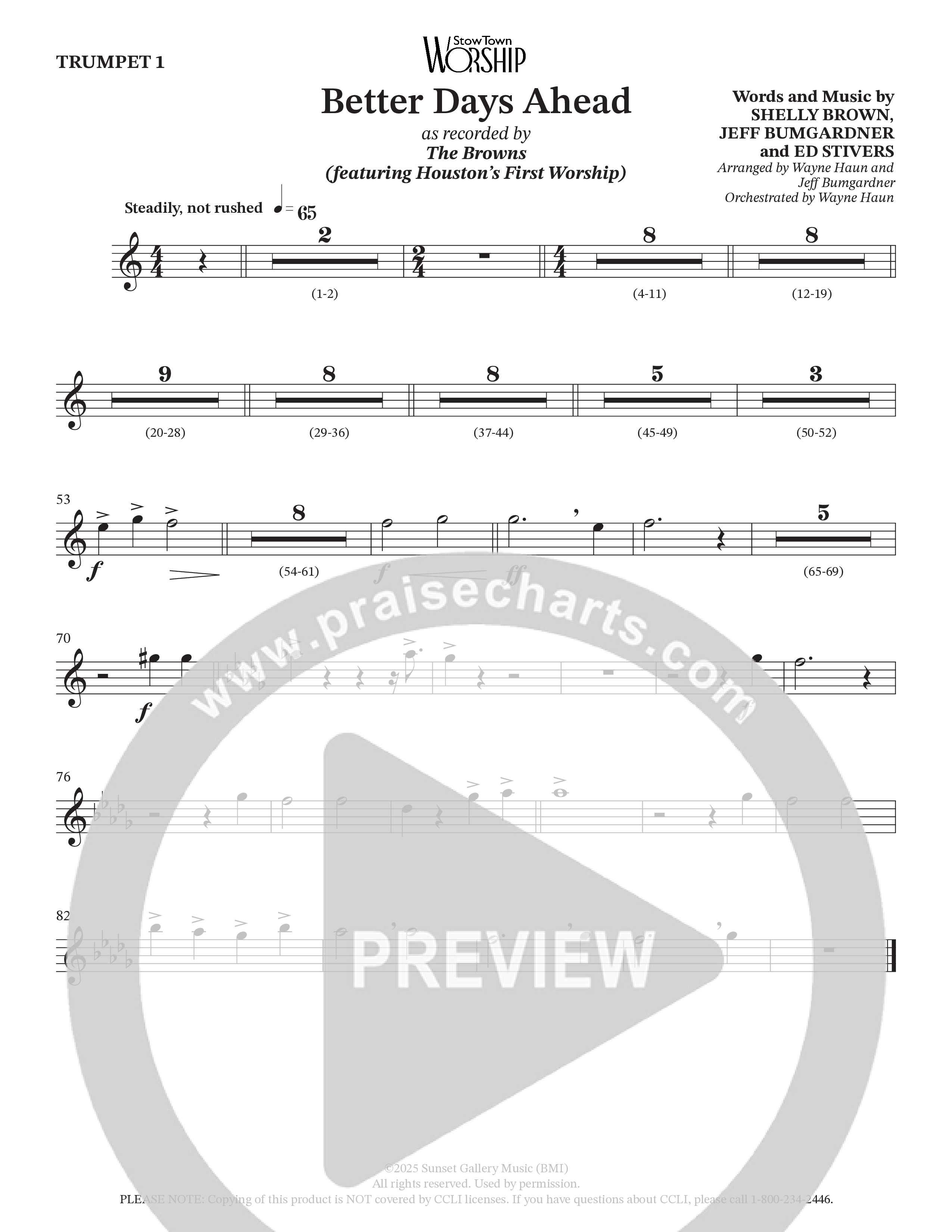 Better Days Ahead (Choral Anthem SATB) Brass Pack (The Browns / Houston's First Worship / Arr. Jeff Bumgardner / Orch. Wayne Haun)