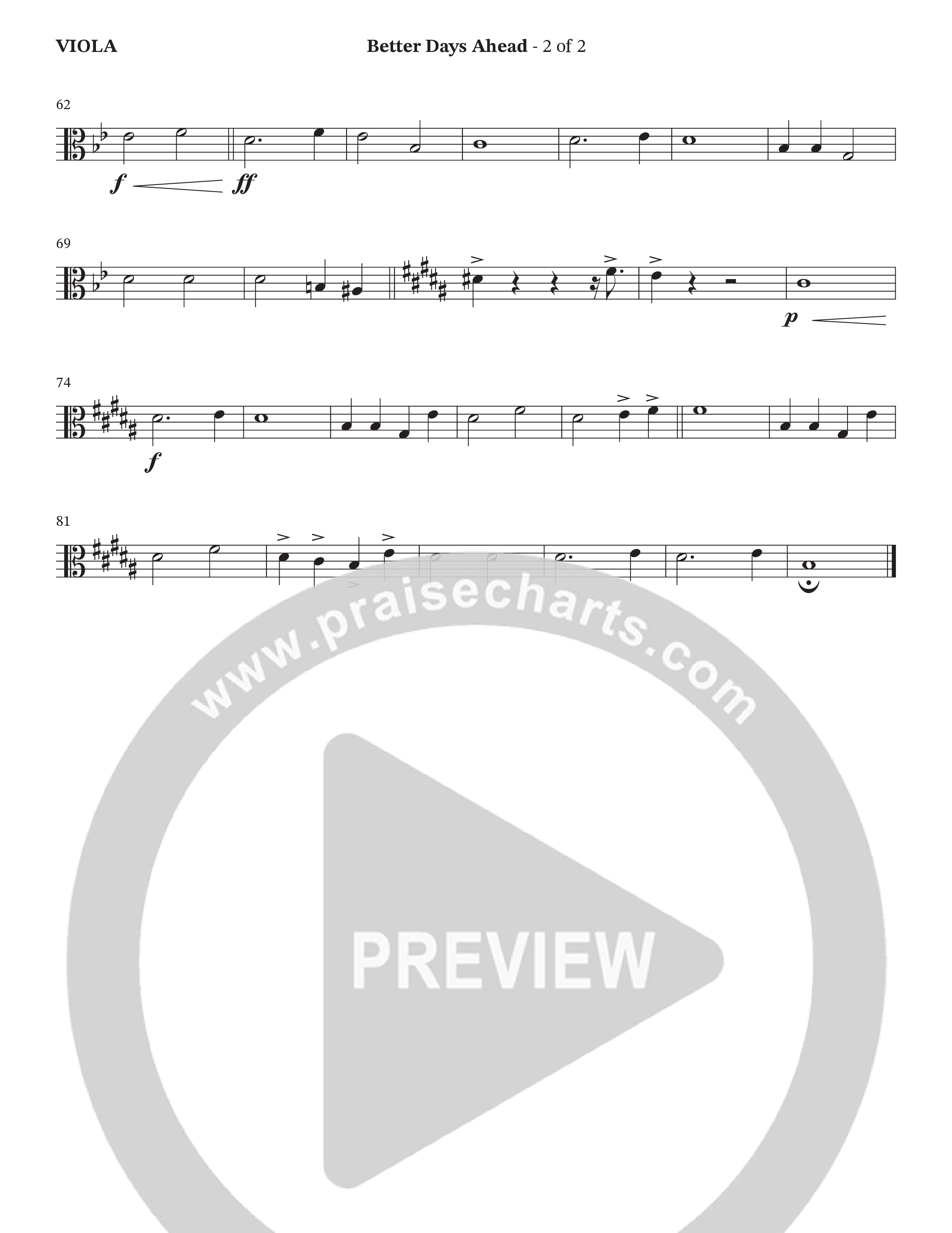 Better Days Ahead (Choral Anthem SATB) Viola (The Browns / Houston's First Worship / Arr. Jeff Bumgardner / Orch. Wayne Haun)