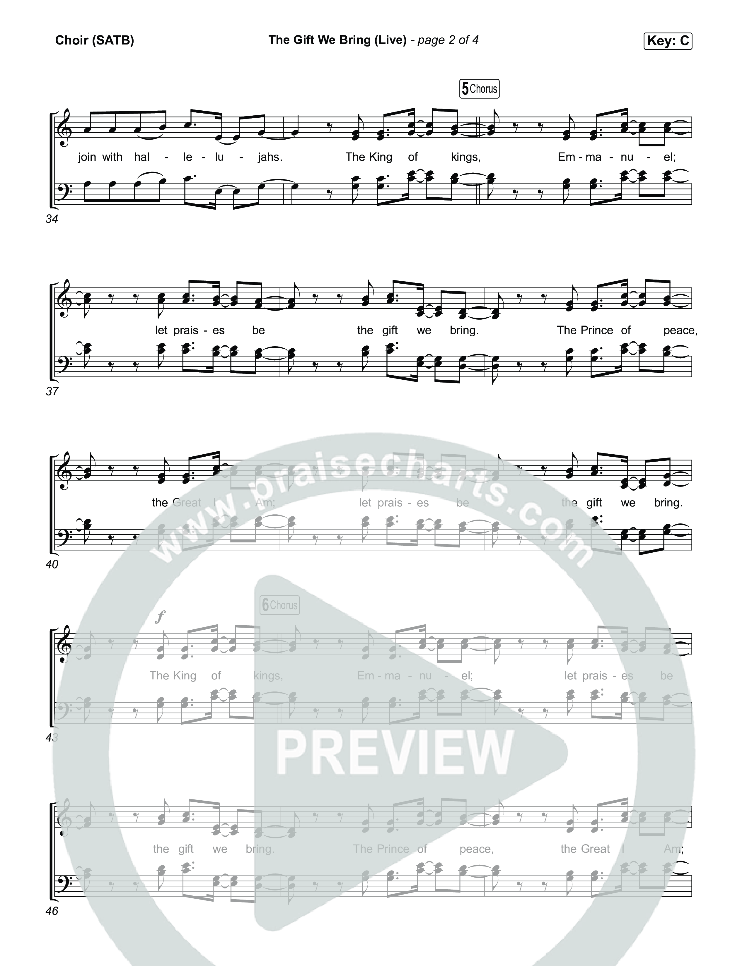 The Gift We Bring (Live) Choir Sheet (SATB) (The Belonging Co / Andrew Holt)