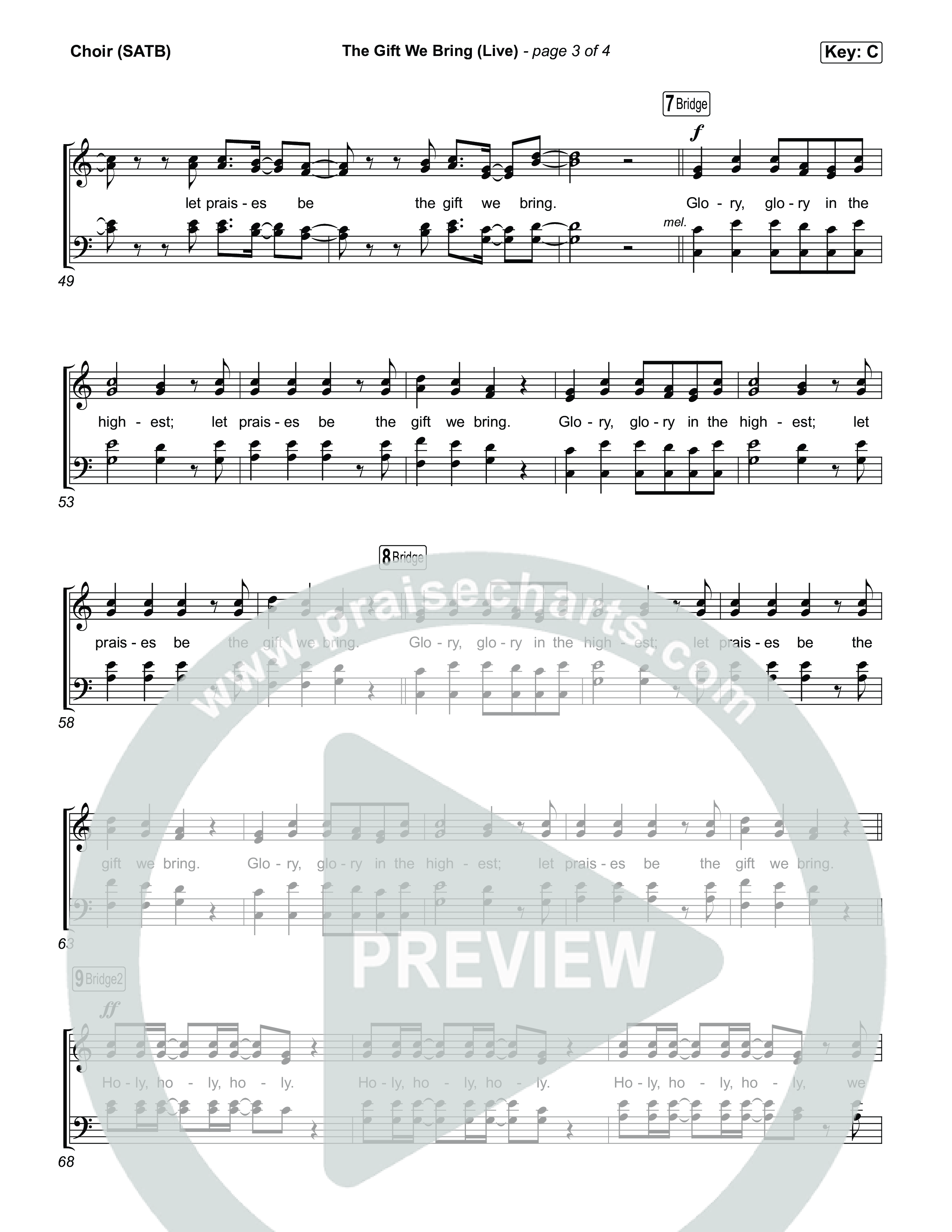 The Gift We Bring (Live) Choir Sheet (SATB) (The Belonging Co / Andrew Holt)
