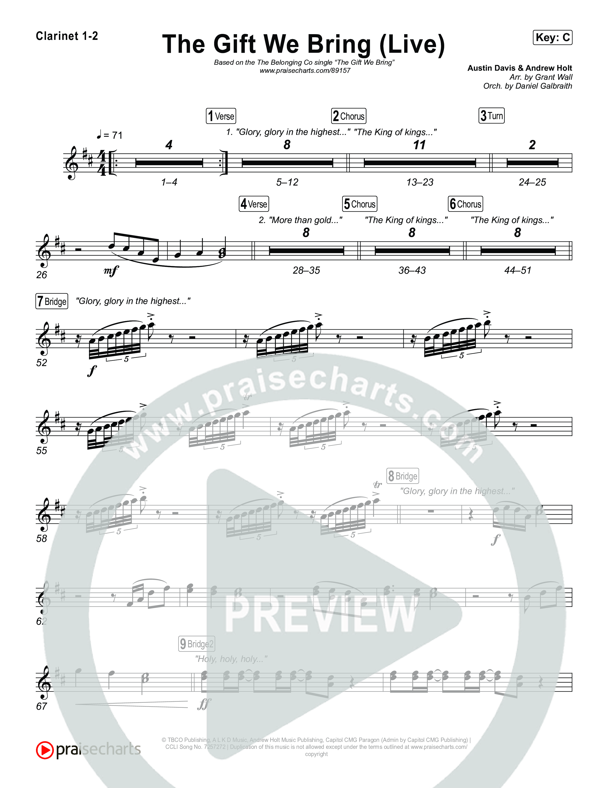 The Gift We Bring (Live) Clarinet 1,2 (The Belonging Co / Andrew Holt)