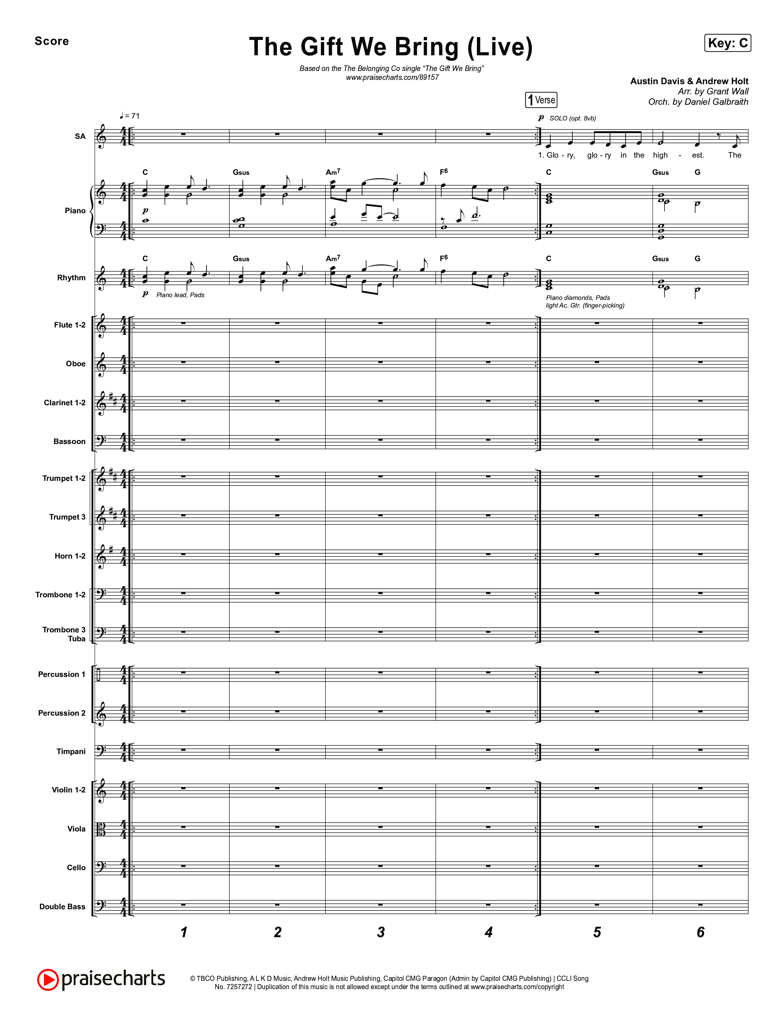 The Gift We Bring (Live) Conductor's Score (The Belonging Co / Andrew Holt)