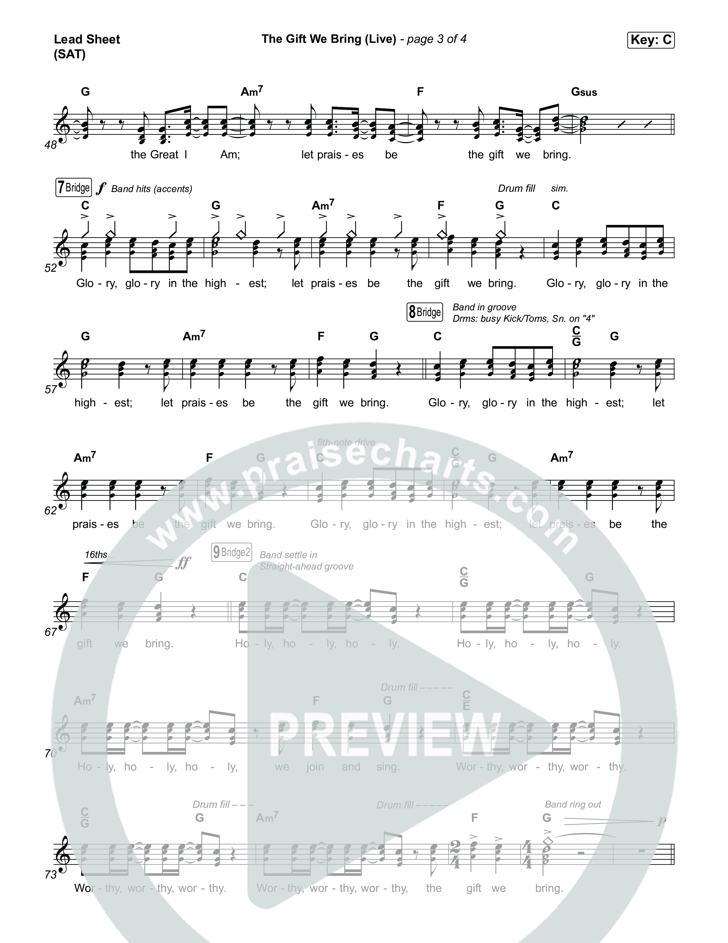 The Gift We Bring (Live) Lead Sheet (SAT) (The Belonging Co / Andrew Holt)