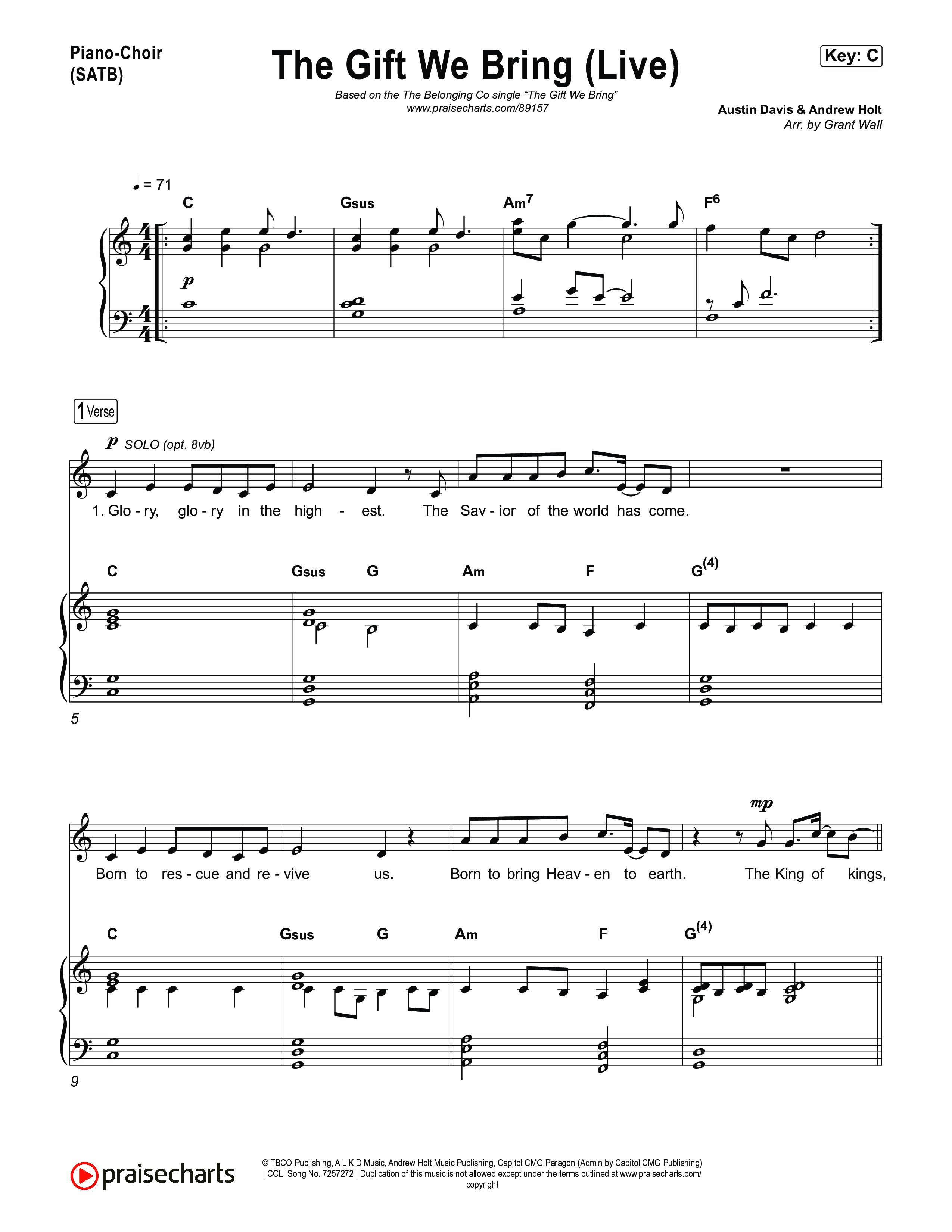 The Gift We Bring (Live) Piano/Vocal Pack (The Belonging Co / Andrew Holt)