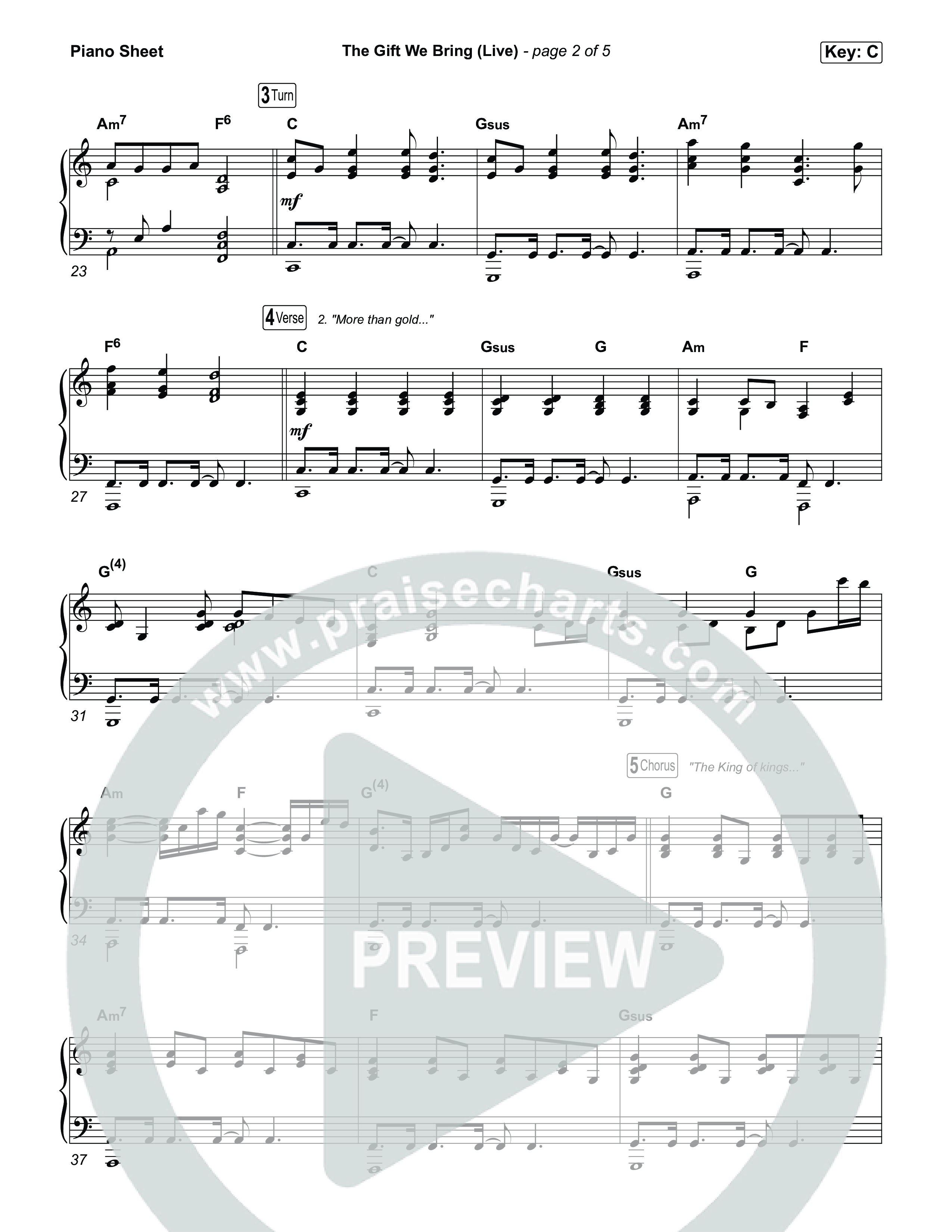 The Gift We Bring (Live) Piano Sheet (The Belonging Co / Andrew Holt)