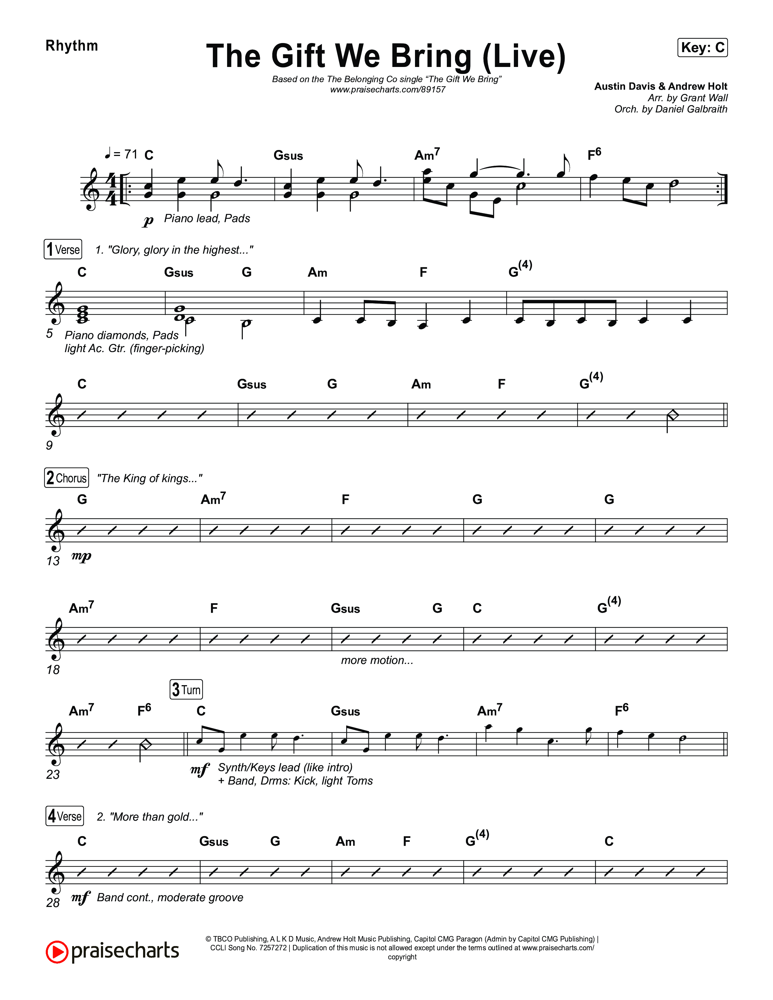 The Gift We Bring (Live) Rhythm Chart (The Belonging Co / Andrew Holt)