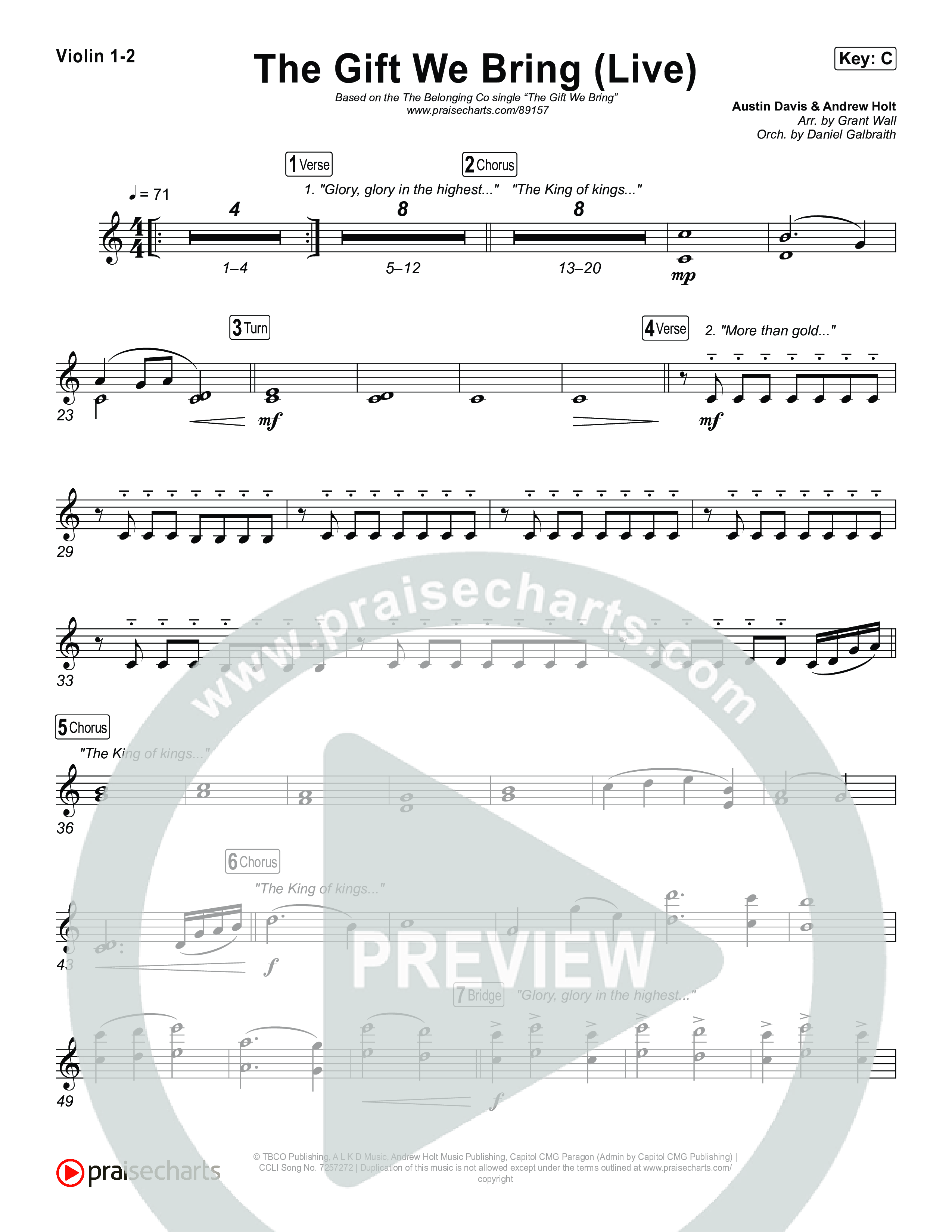 The Gift We Bring (Live) Violin 1,2 (The Belonging Co / Andrew Holt)