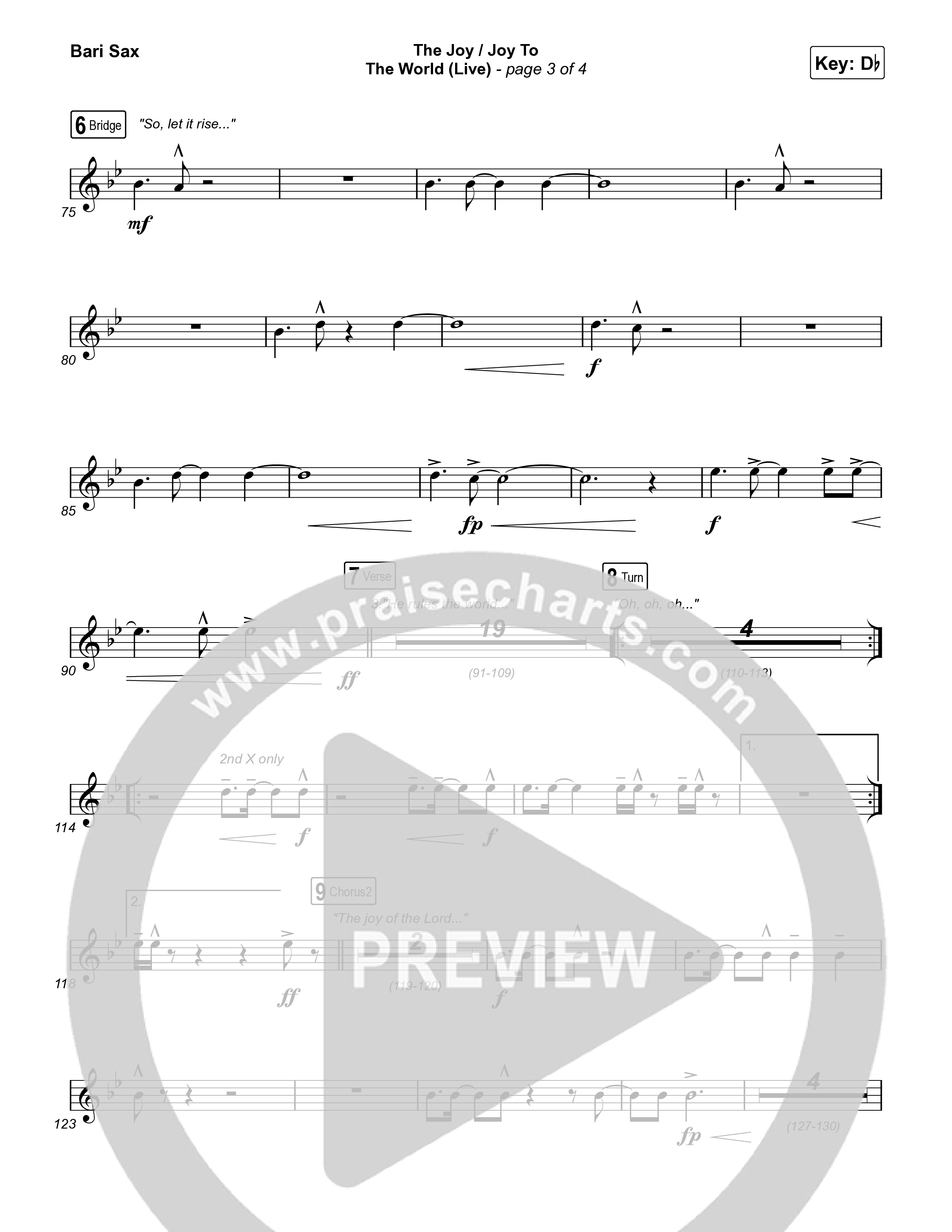 The Joy / Joy To The World (Live) Bari Sax (The Belonging Co / David Dennis)