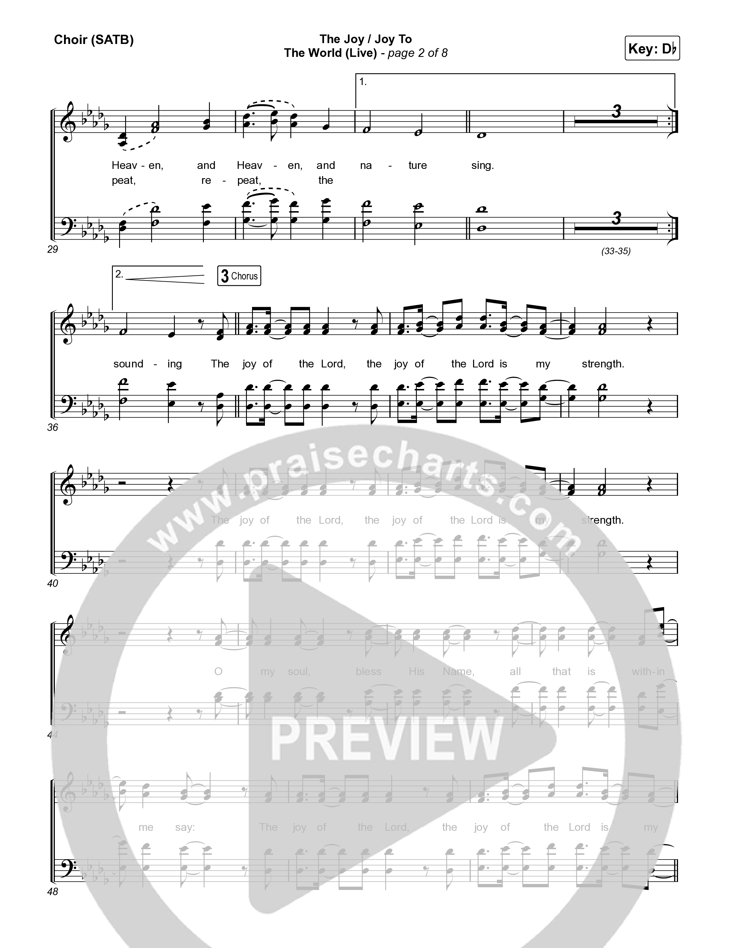 The Joy / Joy To The World (Live) Choir Sheet (SATB) (The Belonging Co / David Dennis)