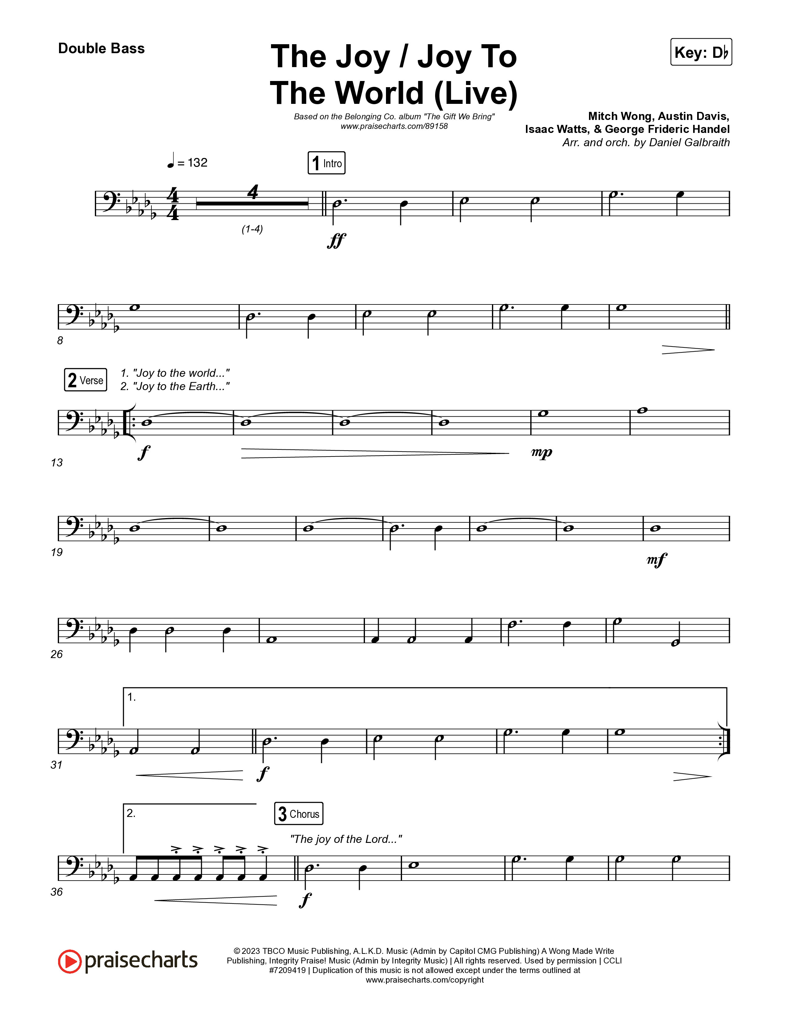 The Joy / Joy To The World (Live) String Bass (The Belonging Co / David Dennis)