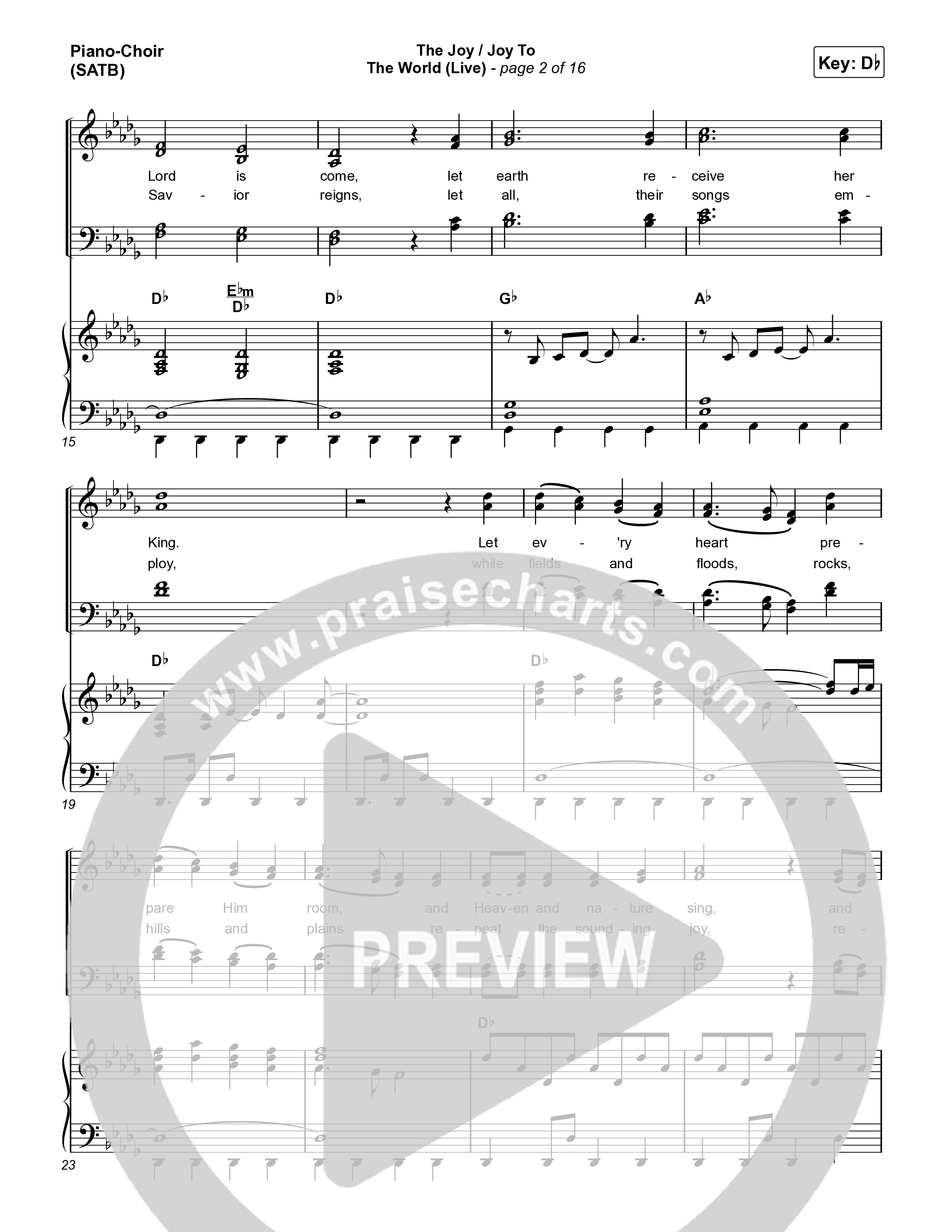 The Joy / Joy To The World (Live) Piano/Vocal Pack (The Belonging Co / David Dennis)