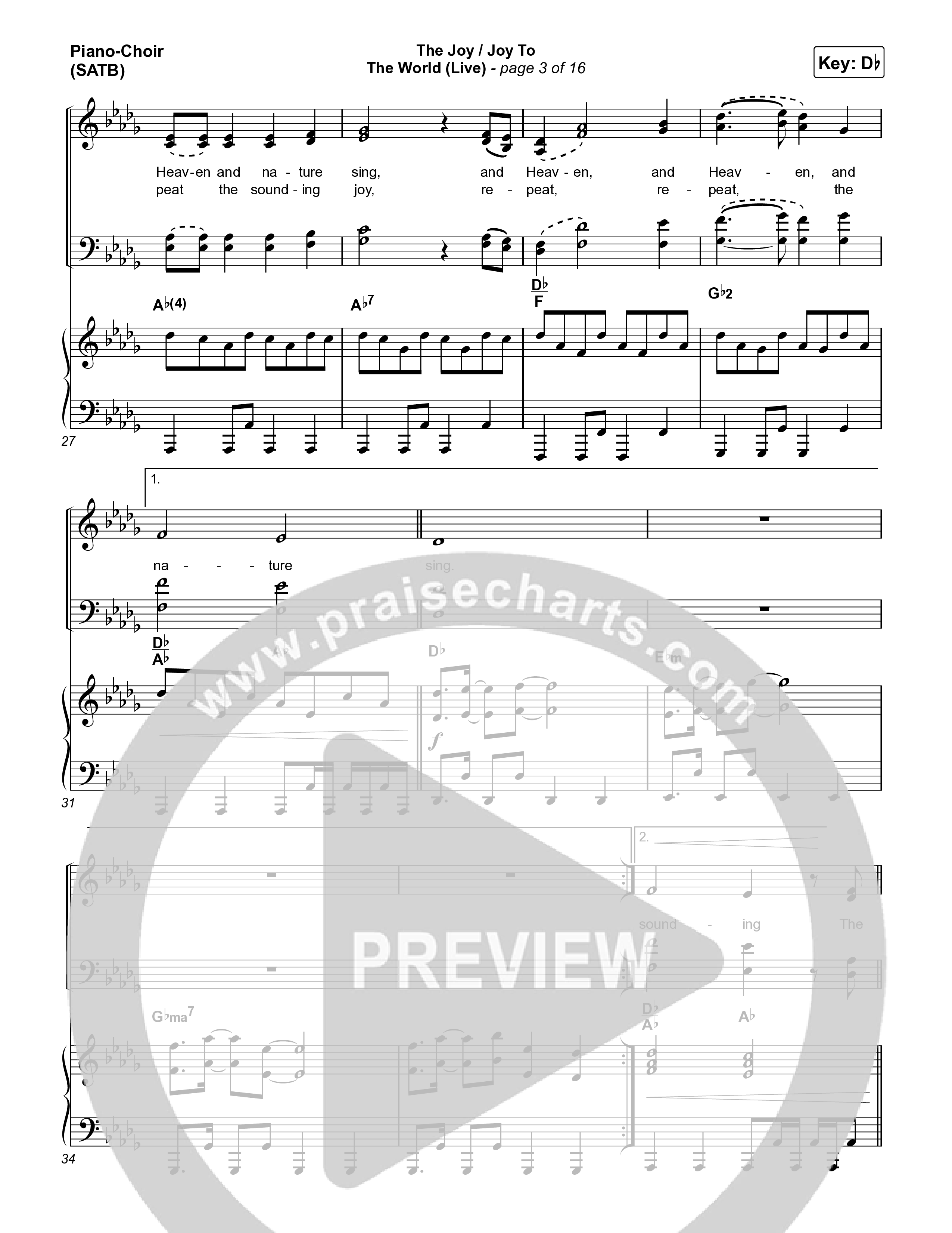 The Joy / Joy To The World (Live) Piano/Vocal Pack (The Belonging Co / David Dennis)