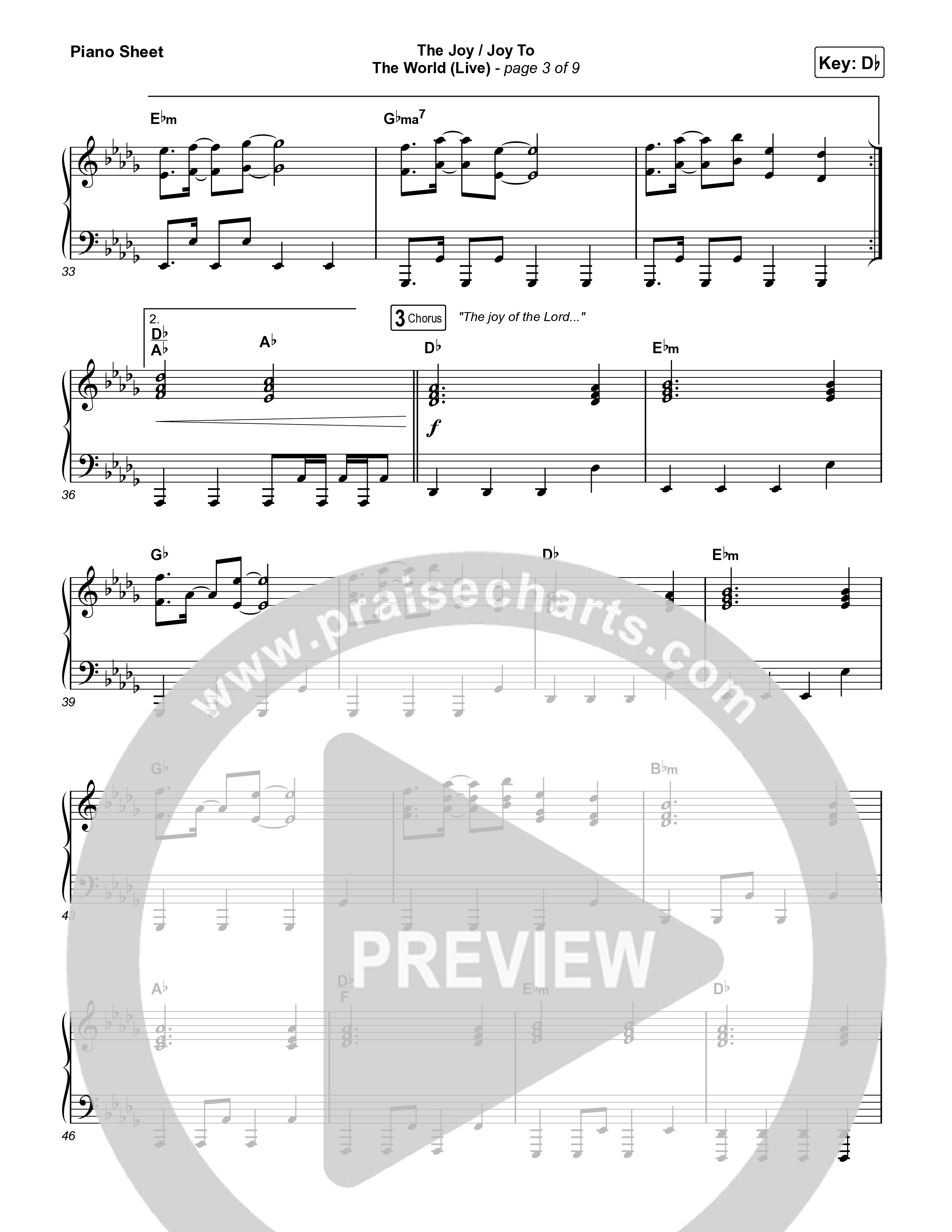 The Joy / Joy To The World (Live) Piano Sheet (The Belonging Co / David Dennis)