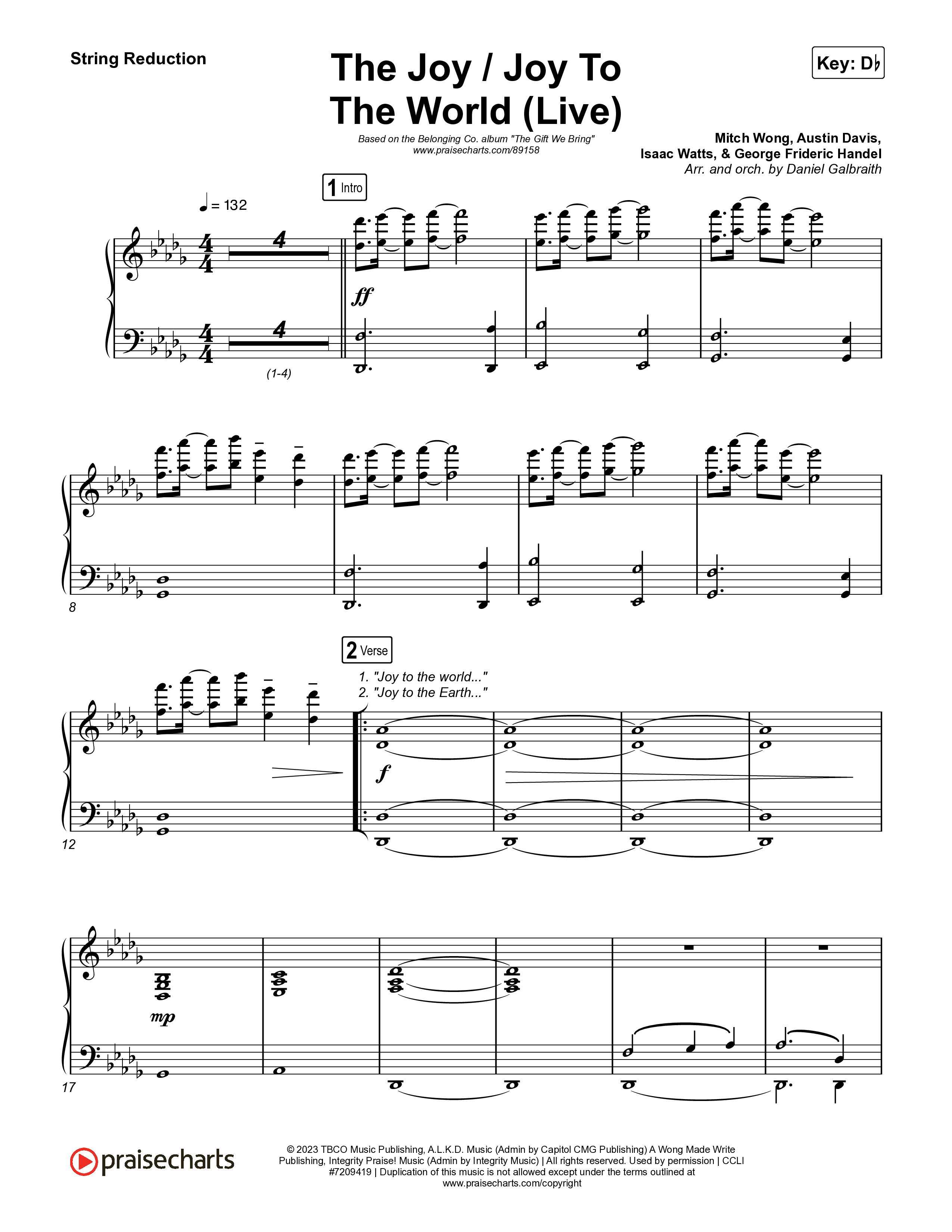The Joy / Joy To The World (Live) String Reduction (The Belonging Co / David Dennis)