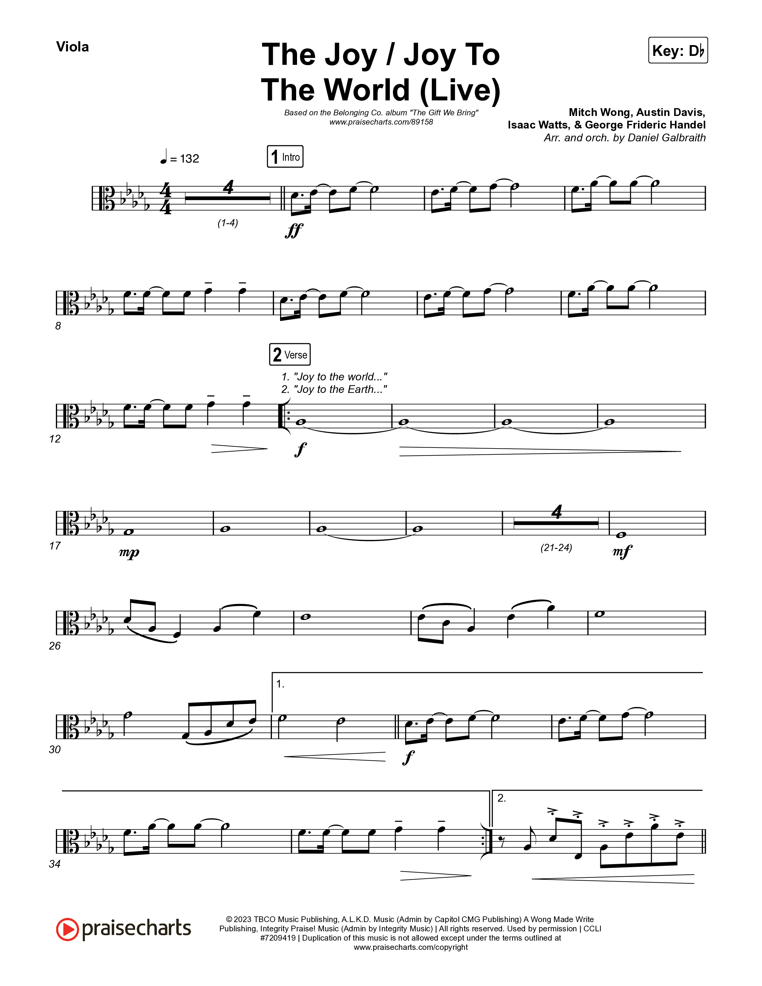 The Joy / Joy To The World (Live) Viola (The Belonging Co / David Dennis)