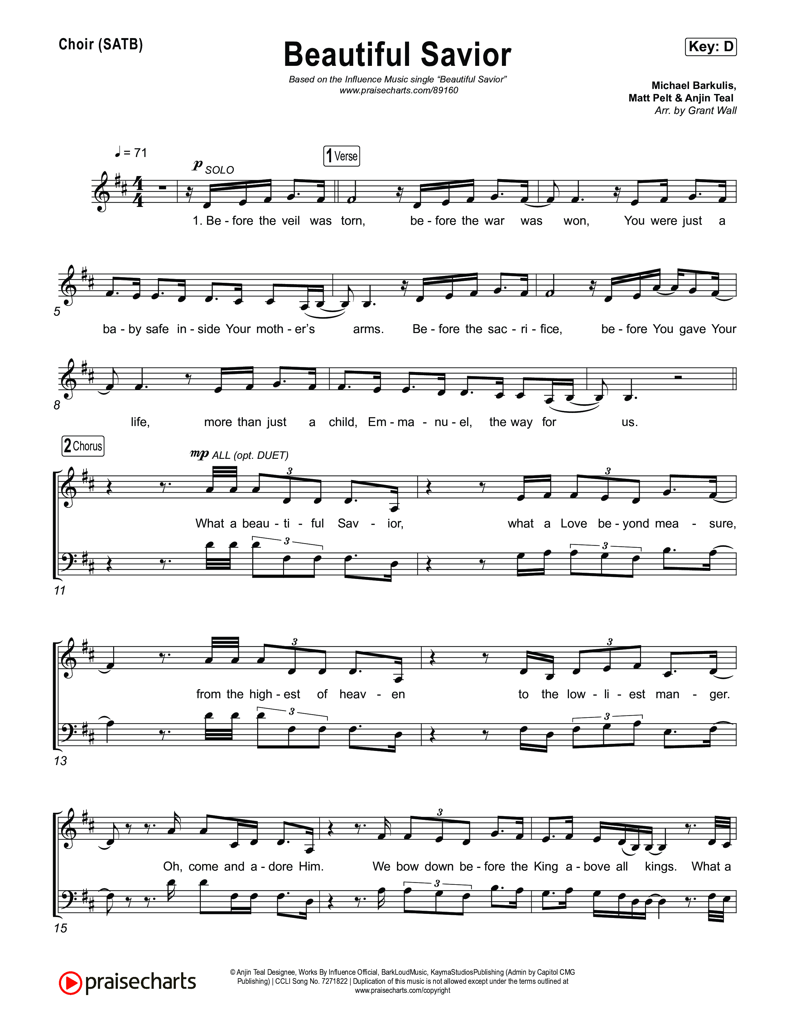 Beautiful Savior Choir Sheet (SATB) (Influence Music)