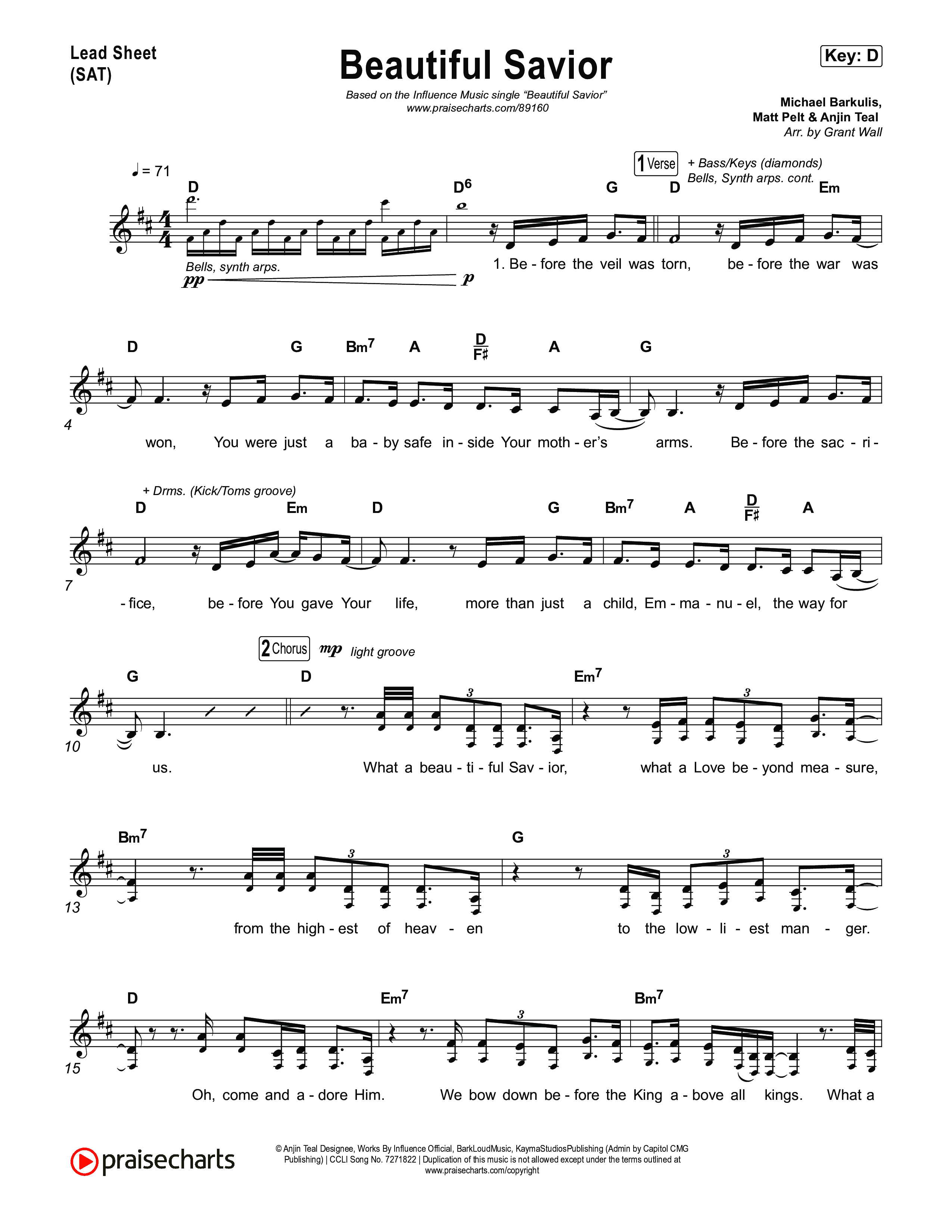 Beautiful Savior Lead Sheet (SAT) (Influence Music)