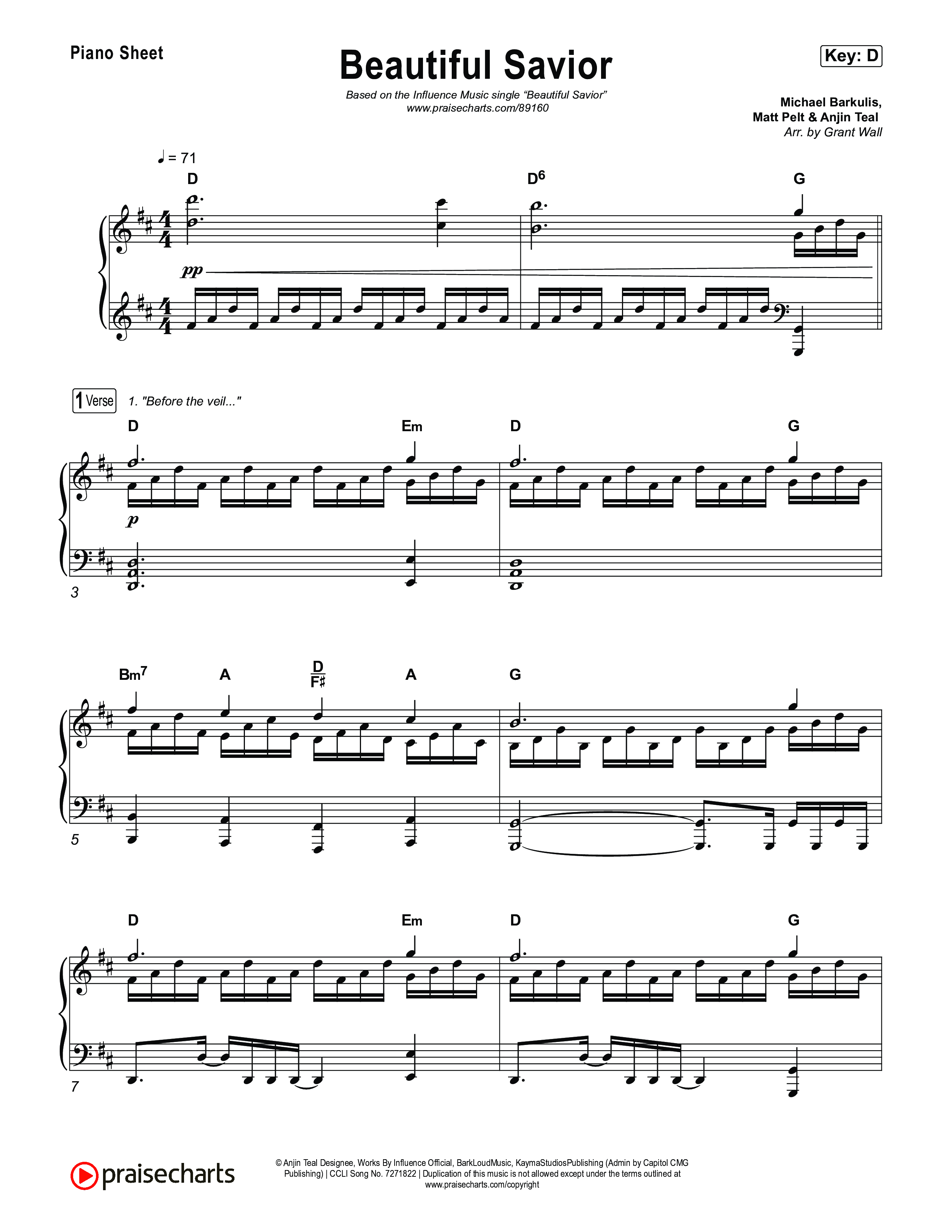 Beautiful Savior Piano Sheet (Influence Music)