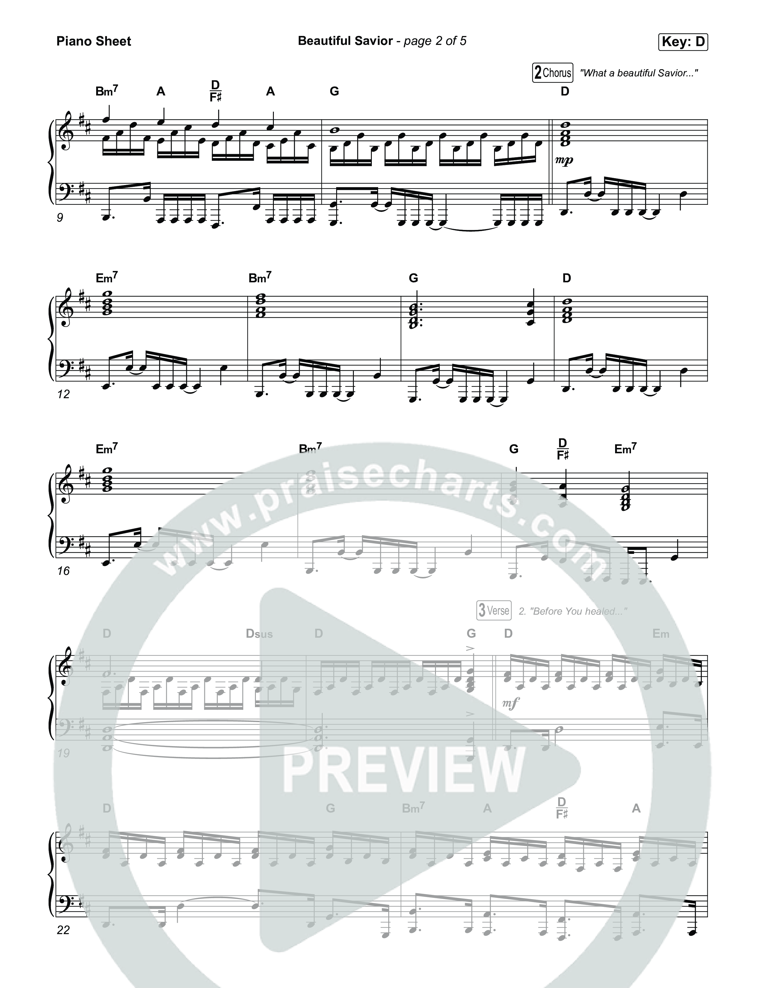 Beautiful Savior Piano Sheet (Influence Music)