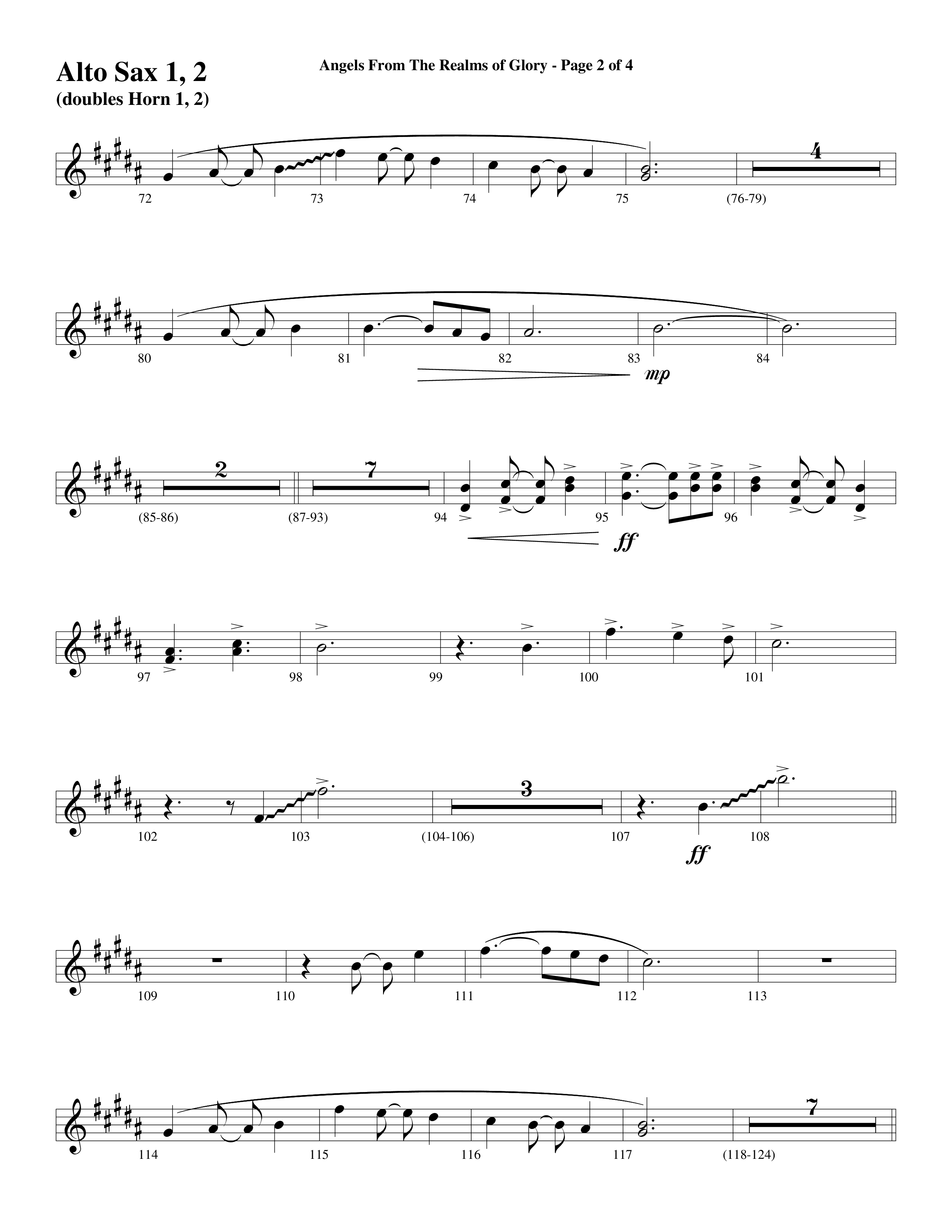 Angels From The Realms Of Glory (Come And Worship) Alto Sax 1/2 (Word Music Choral / Arr. Gary Rhodes / Orch. Tim Cates)