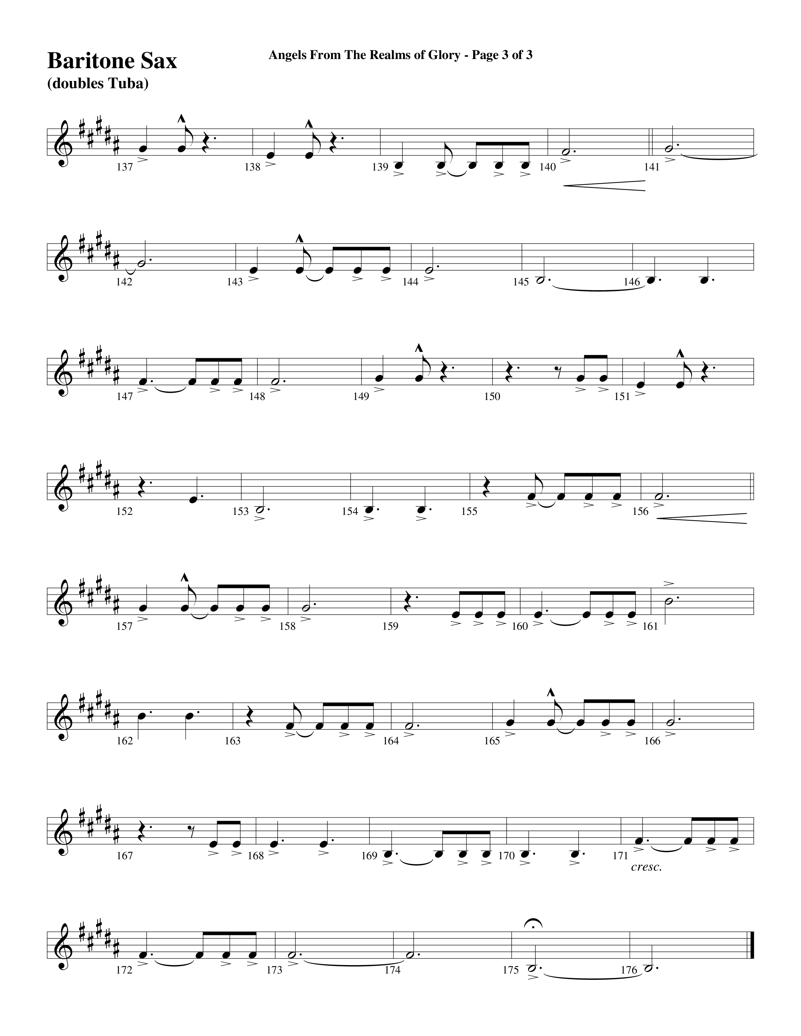 Angels From The Realms Of Glory (Come And Worship) Bari Sax (Word Music Choral / Arr. Gary Rhodes / Orch. Tim Cates)