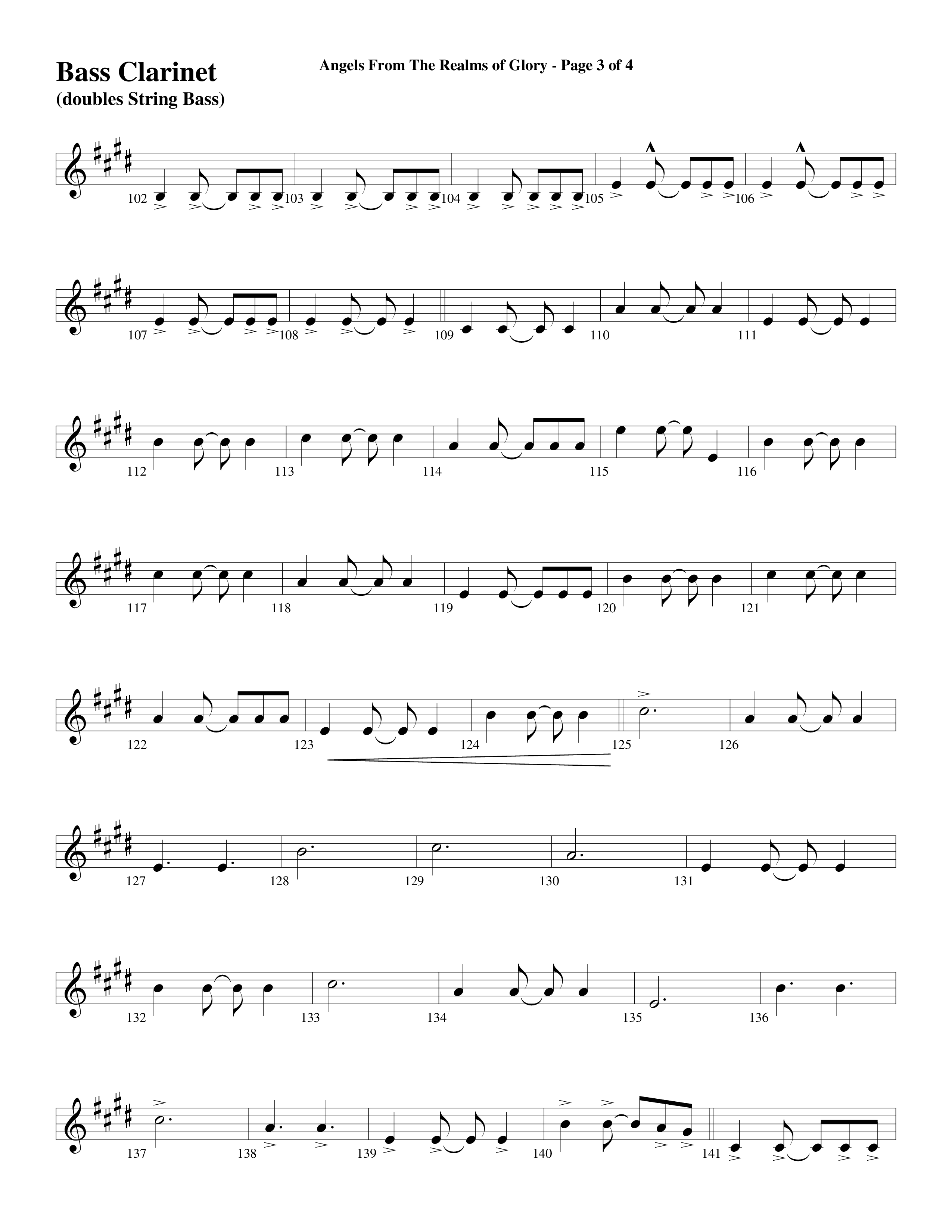 Angels From The Realms Of Glory (Come And Worship) Bass Clarinet (Word Music Choral / Arr. Gary Rhodes / Orch. Tim Cates)