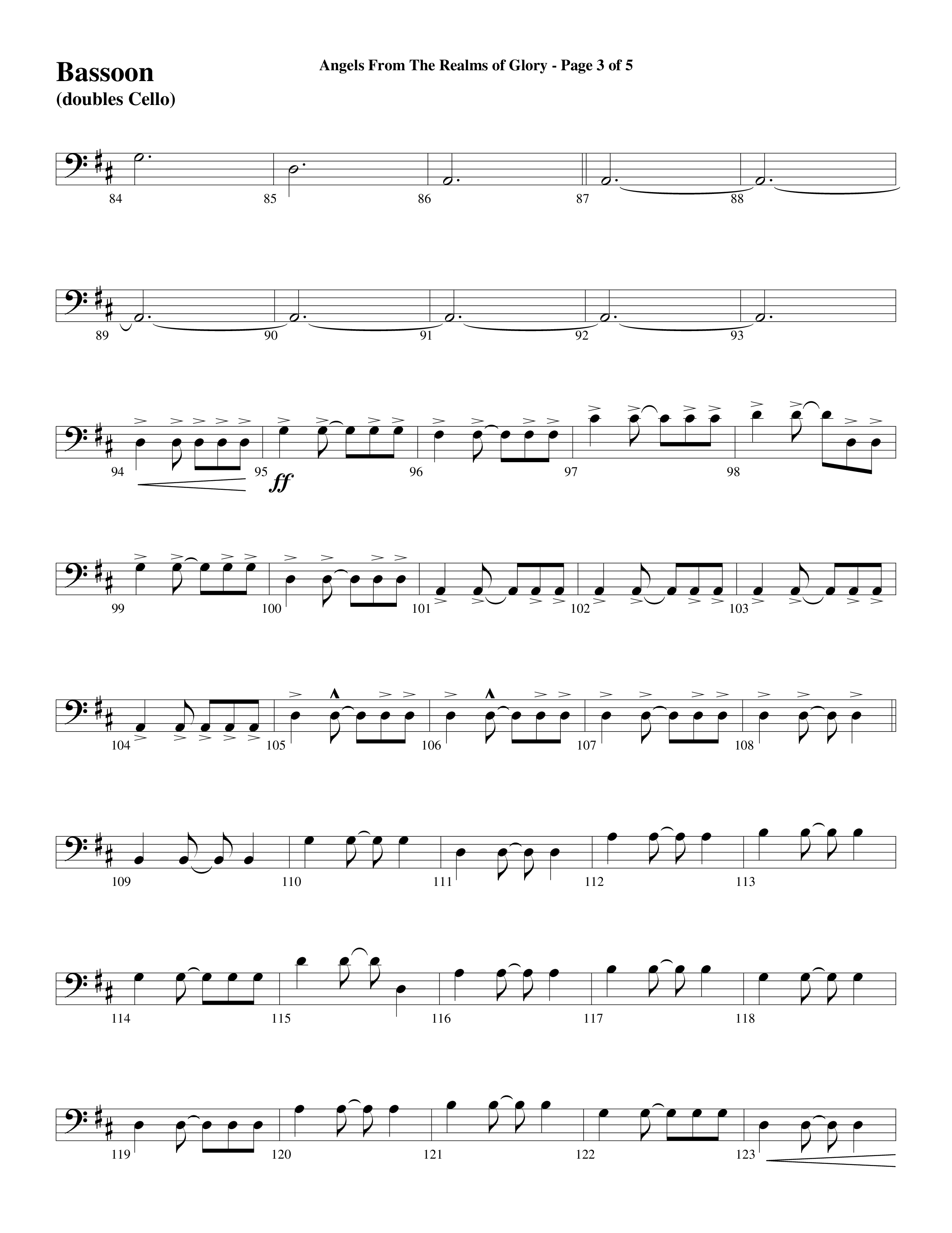 Angels From The Realms Of Glory (Come And Worship) Bassoon (Word Music Choral / Arr. Gary Rhodes / Orch. Tim Cates)