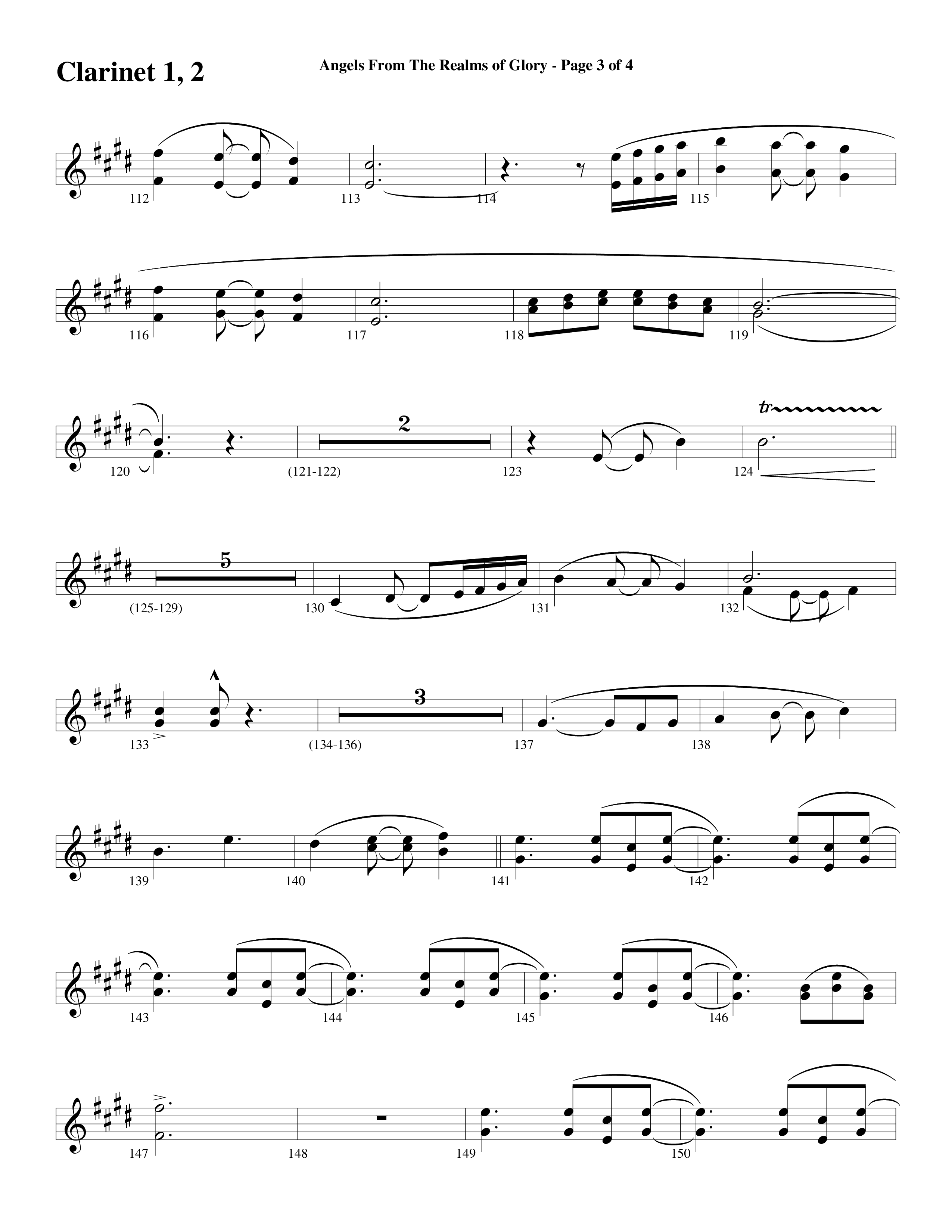 Angels From The Realms Of Glory (Come And Worship) Clarinet 1/2 (Word Music Choral / Arr. Gary Rhodes / Orch. Tim Cates)