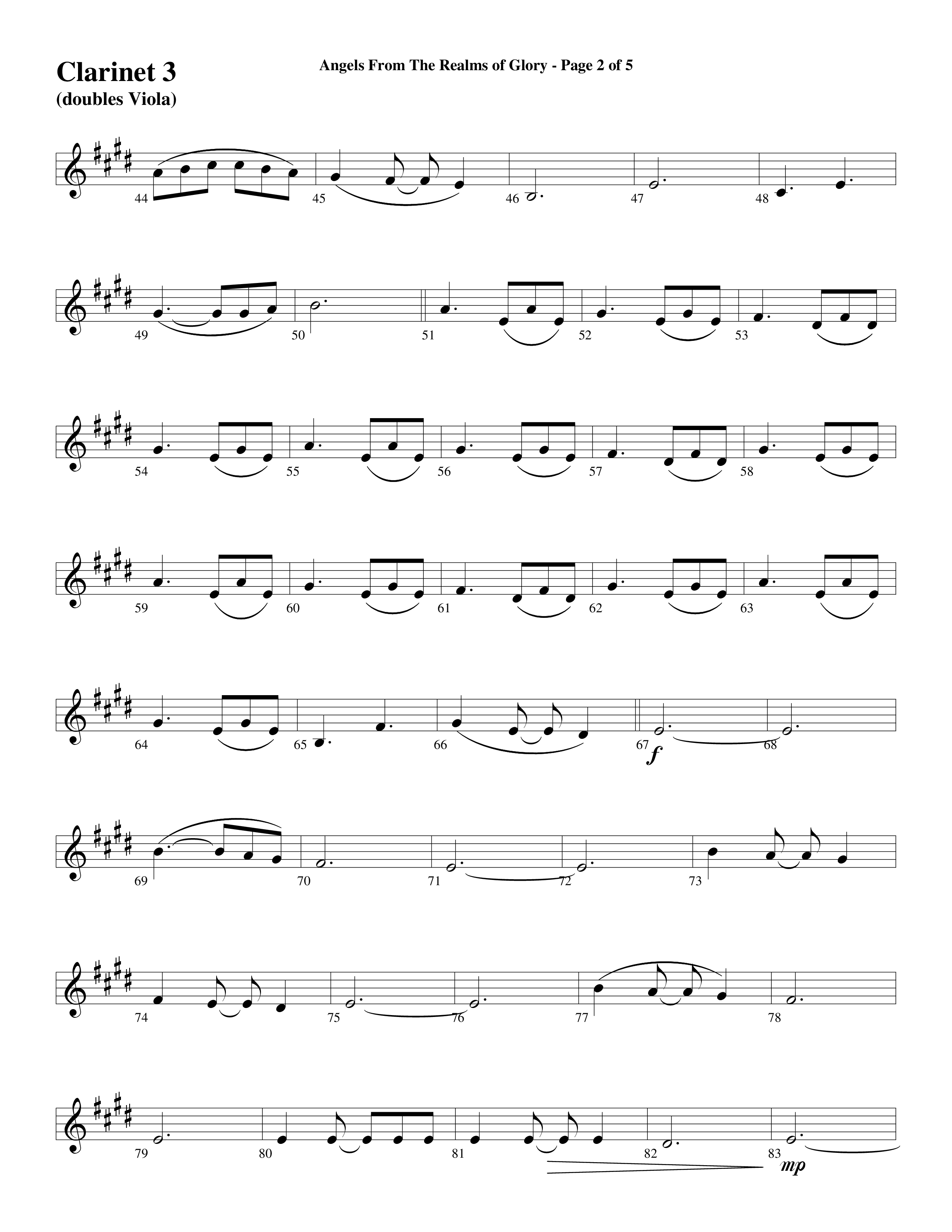 Angels From The Realms Of Glory (Come And Worship) Clarinet 3 (Word Music Choral / Arr. Gary Rhodes / Orch. Tim Cates)