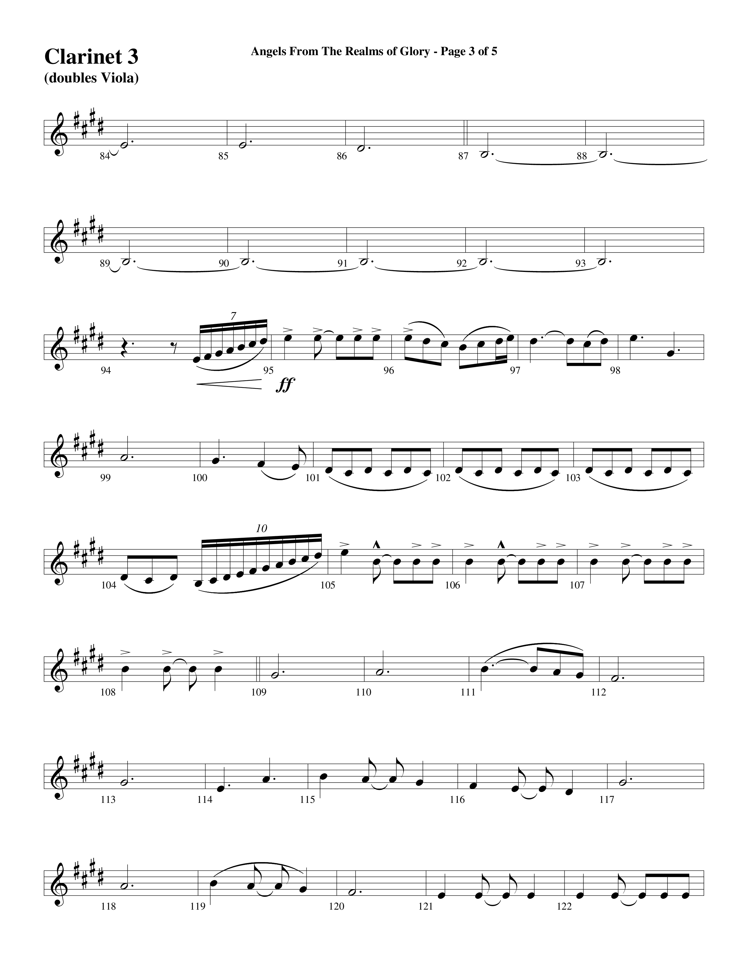 Angels From The Realms Of Glory (Come And Worship) Clarinet 3 (Word Music Choral / Arr. Gary Rhodes / Orch. Tim Cates)