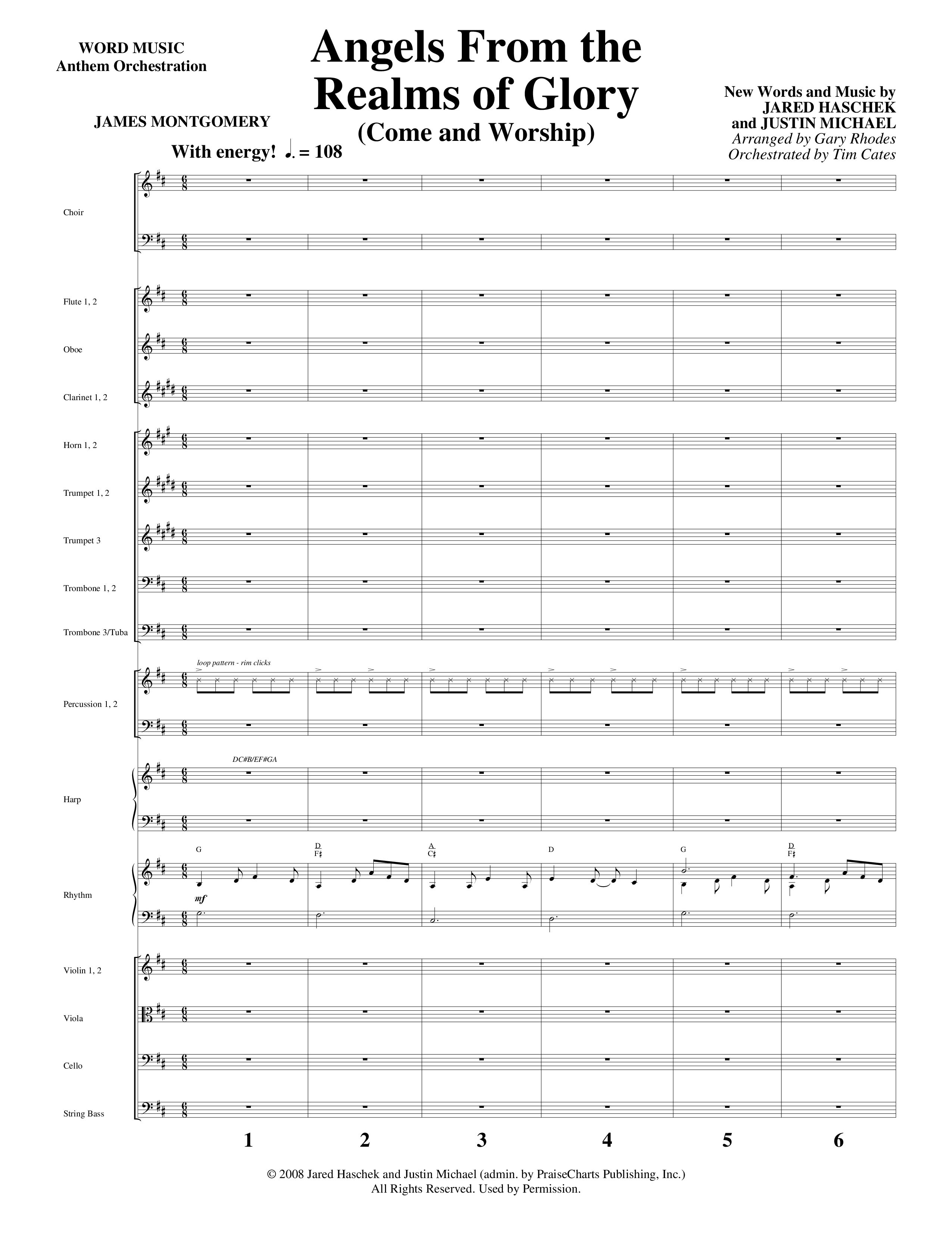 Angels From The Realms Of Glory (Come And Worship) Conductor's Score (Word Music Choral / Arr. Gary Rhodes / Orch. Tim Cates)