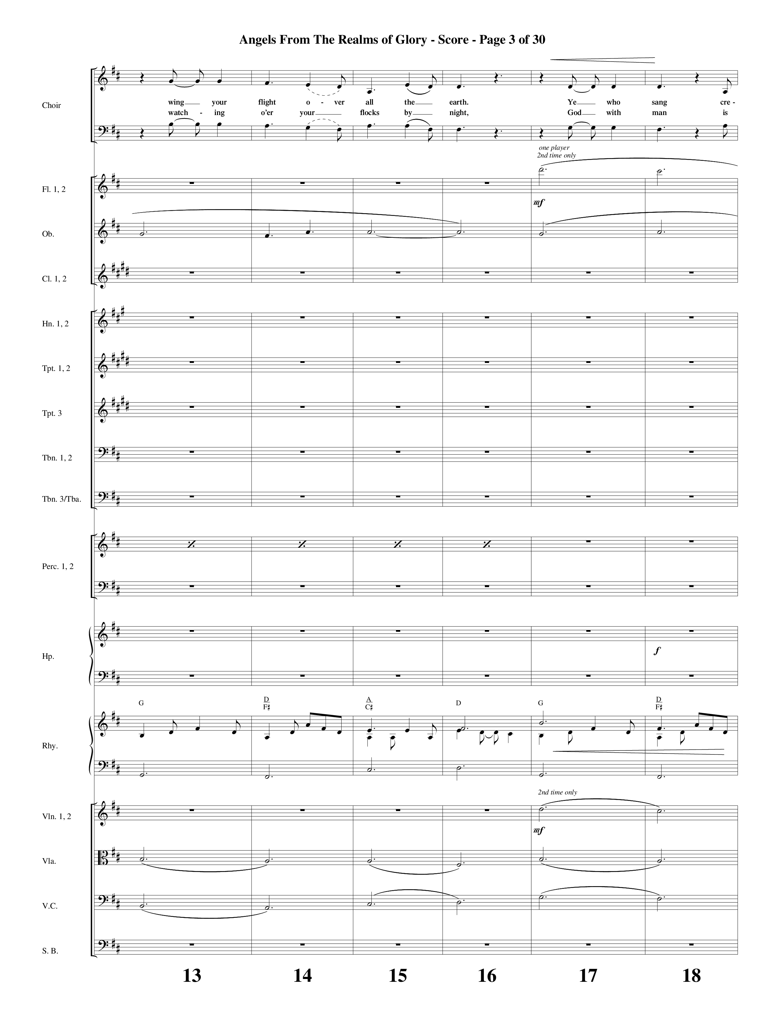 Angels From The Realms Of Glory (Come And Worship) Conductor's Score (Word Music Choral / Arr. Gary Rhodes / Orch. Tim Cates)