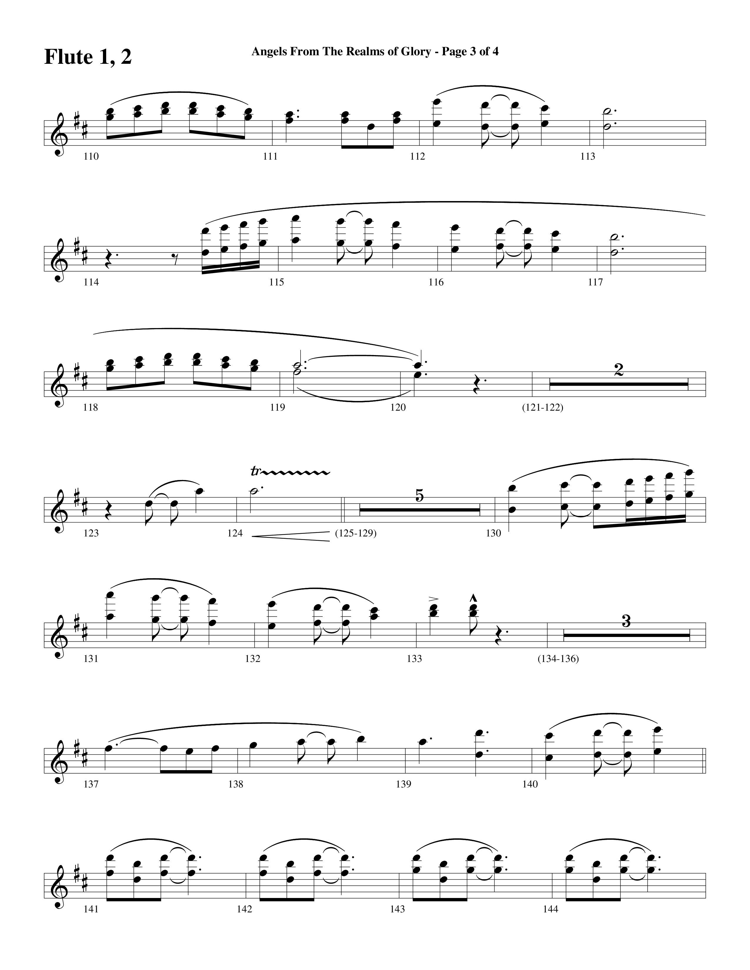 Angels From The Realms Of Glory (Come And Worship) Flute 1/2 (Word Music Choral / Arr. Gary Rhodes / Orch. Tim Cates)
