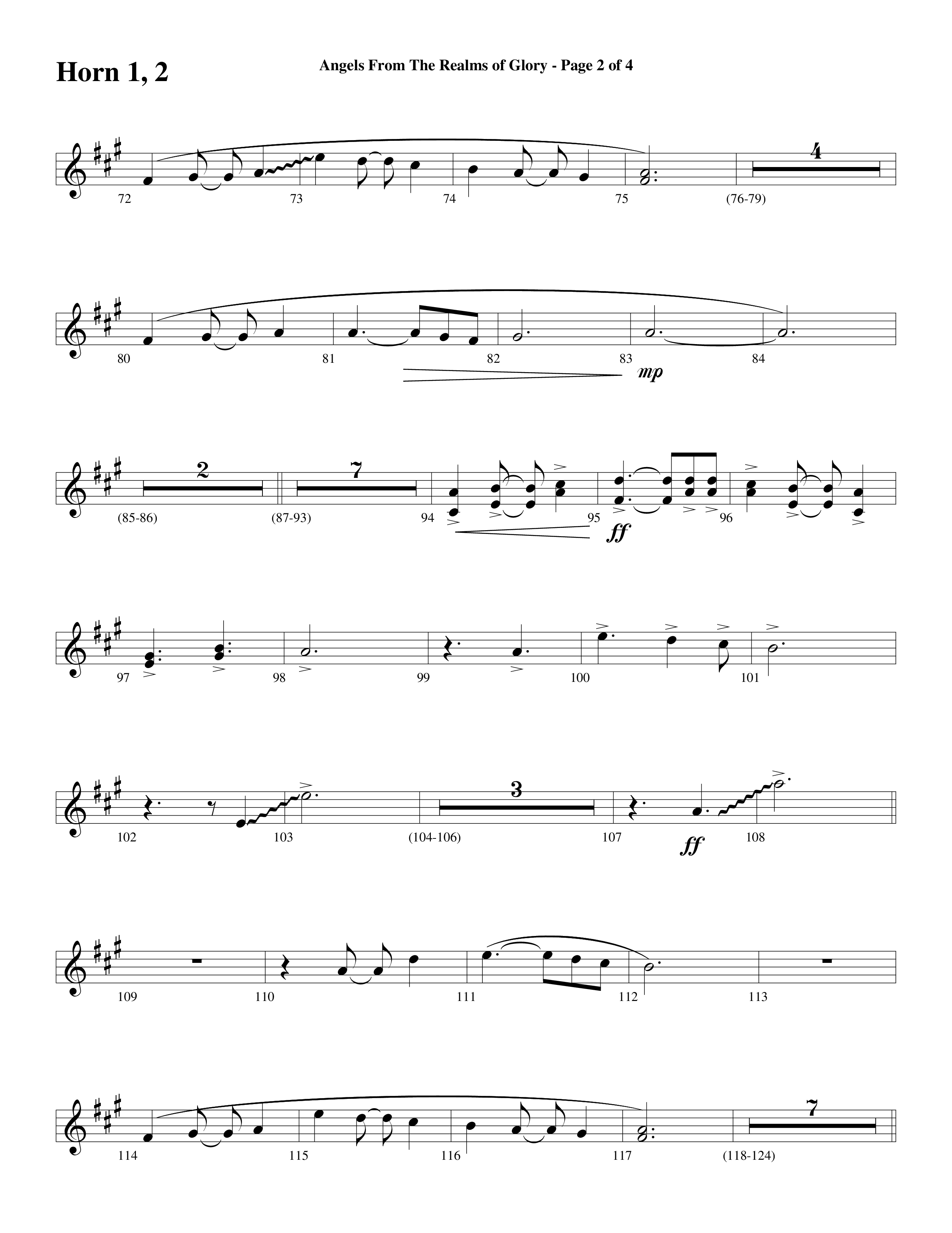 Angels From The Realms Of Glory (Come And Worship) French Horn 1/2 (Word Music Choral / Arr. Gary Rhodes / Orch. Tim Cates)