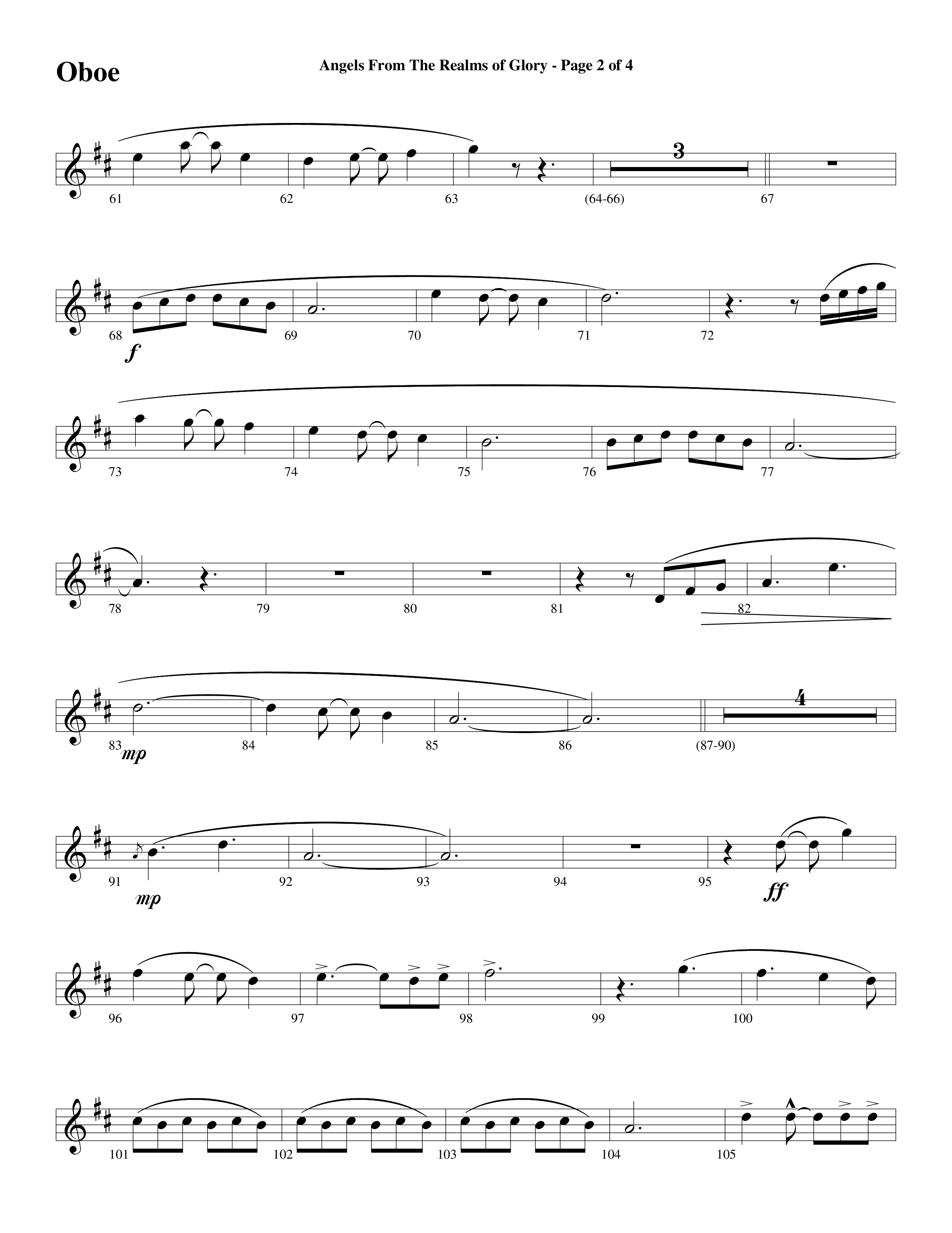 Angels From The Realms Of Glory (Come And Worship) Oboe (Word Music Choral / Arr. Gary Rhodes / Orch. Tim Cates)