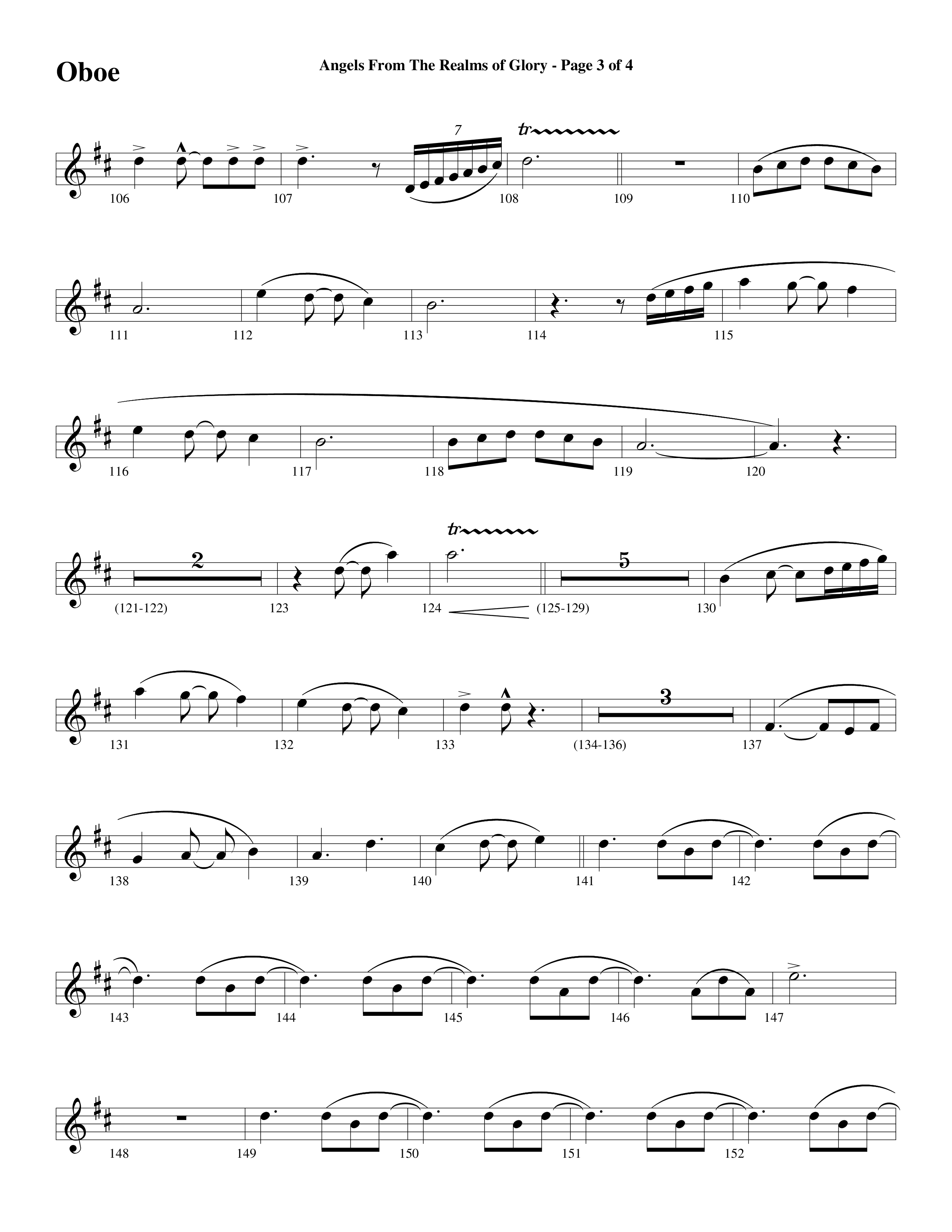 Angels From The Realms Of Glory (Come And Worship) Oboe (Word Music Choral / Arr. Gary Rhodes / Orch. Tim Cates)