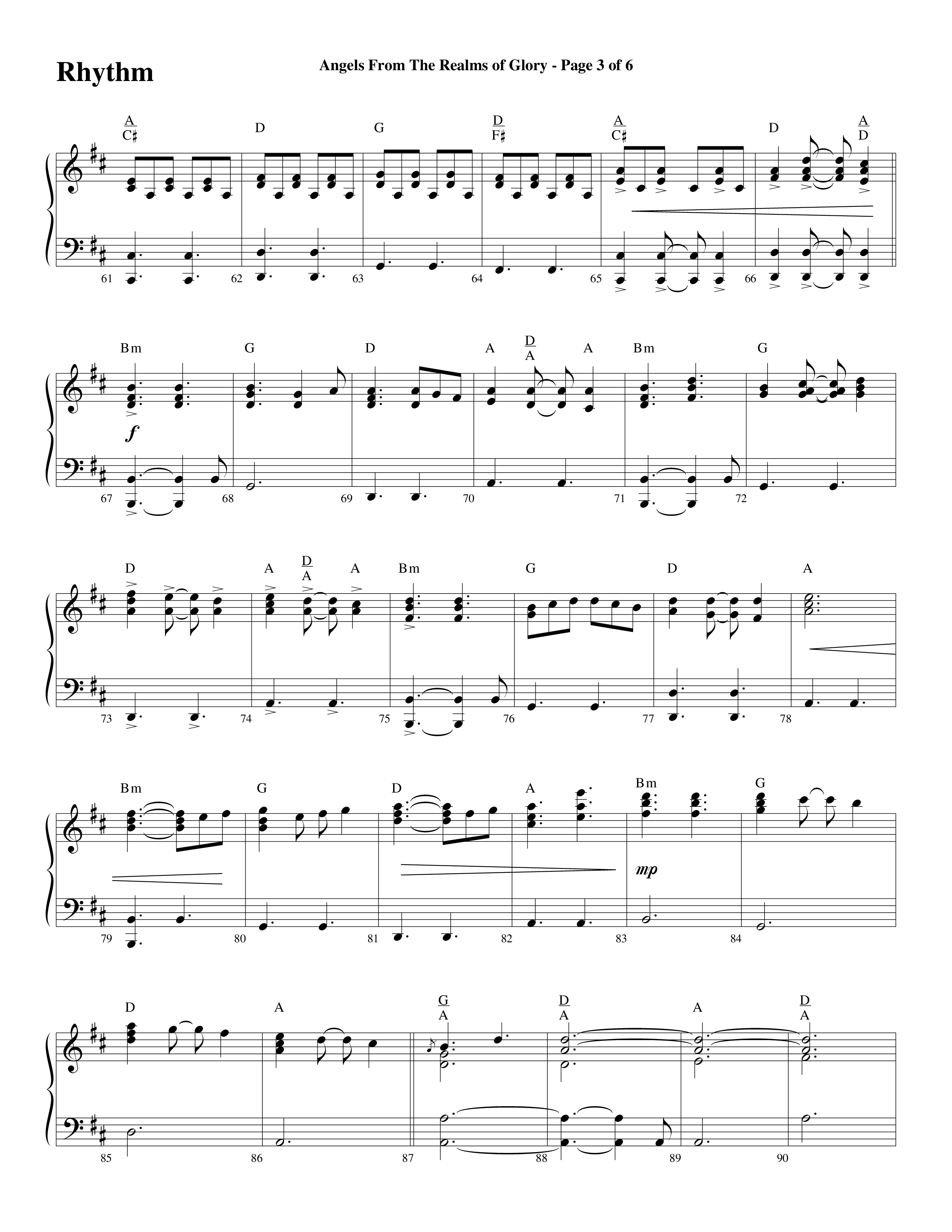 Angels From The Realms Of Glory (Come And Worship) Rhythm Chart (Word Music Choral / Arr. Gary Rhodes / Orch. Tim Cates)